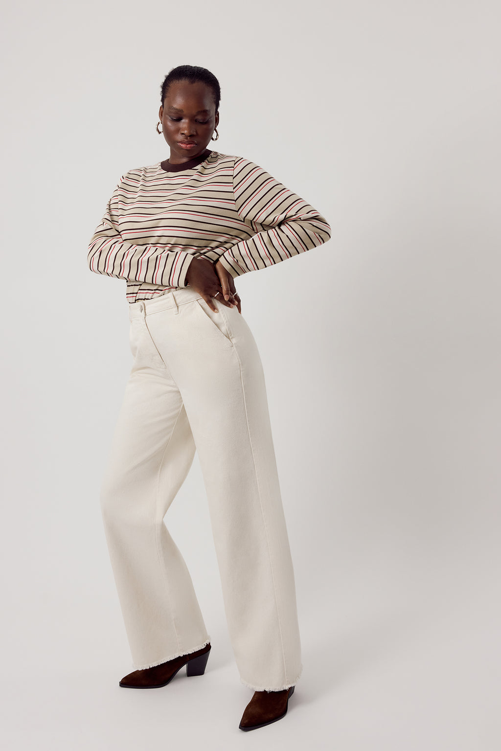 Basic Wide Leg Jeans Ecru