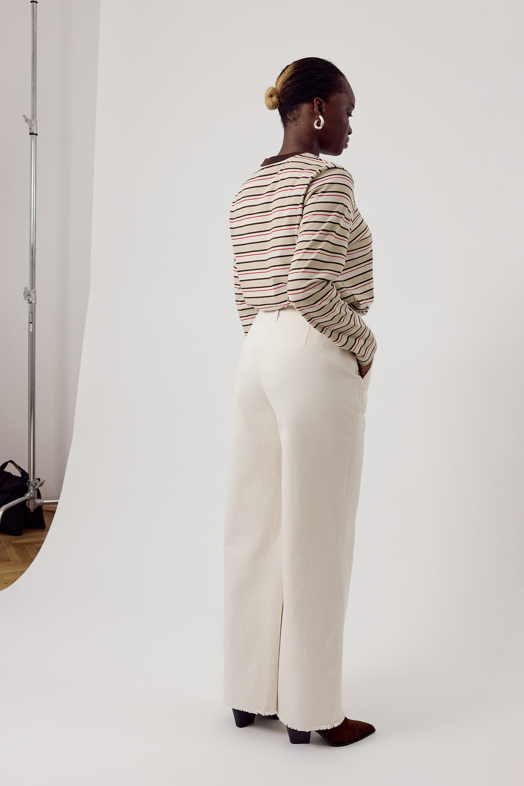 Basic Wide Leg Jeans Ecru