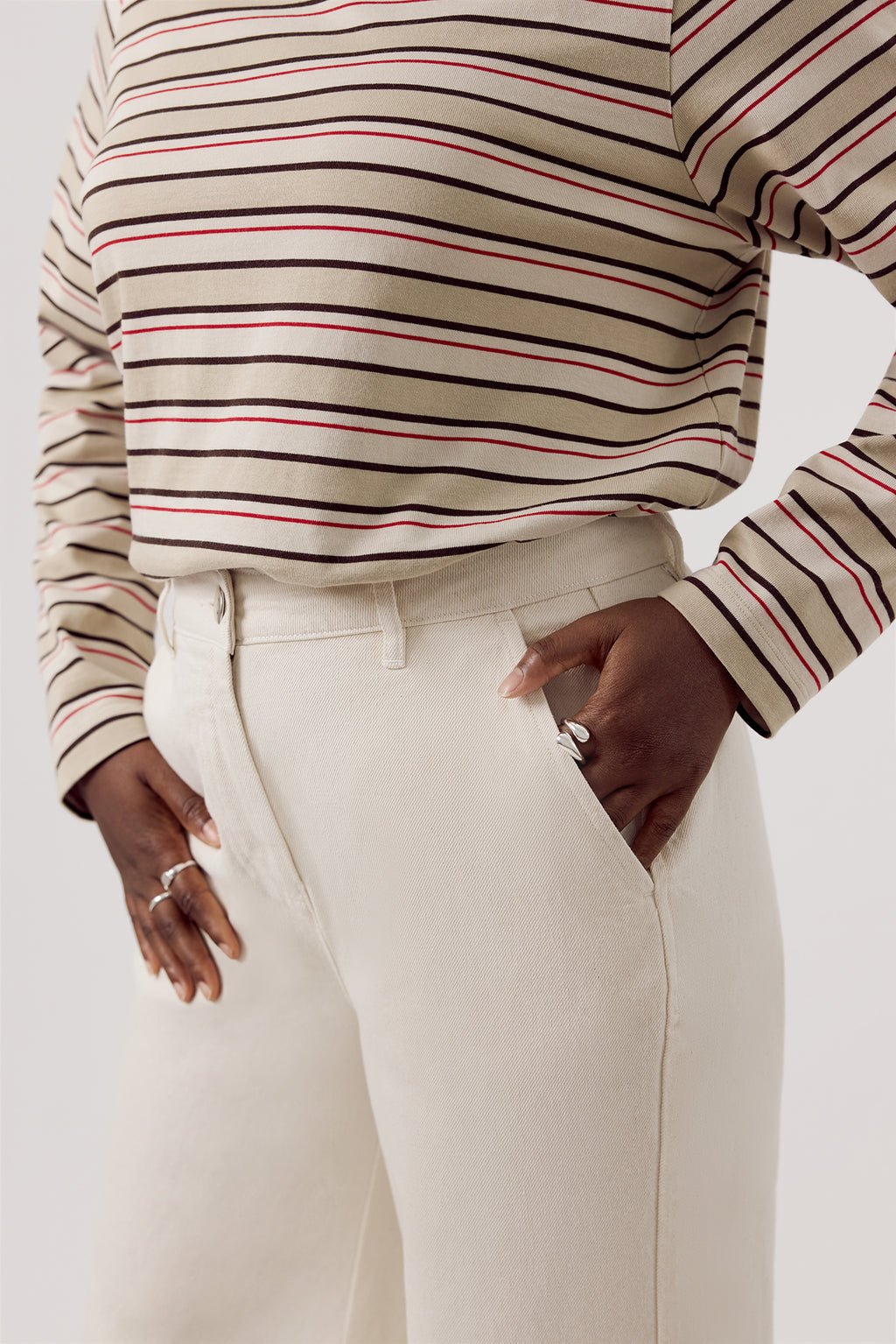 Basic Wide Leg Jeans Ecru