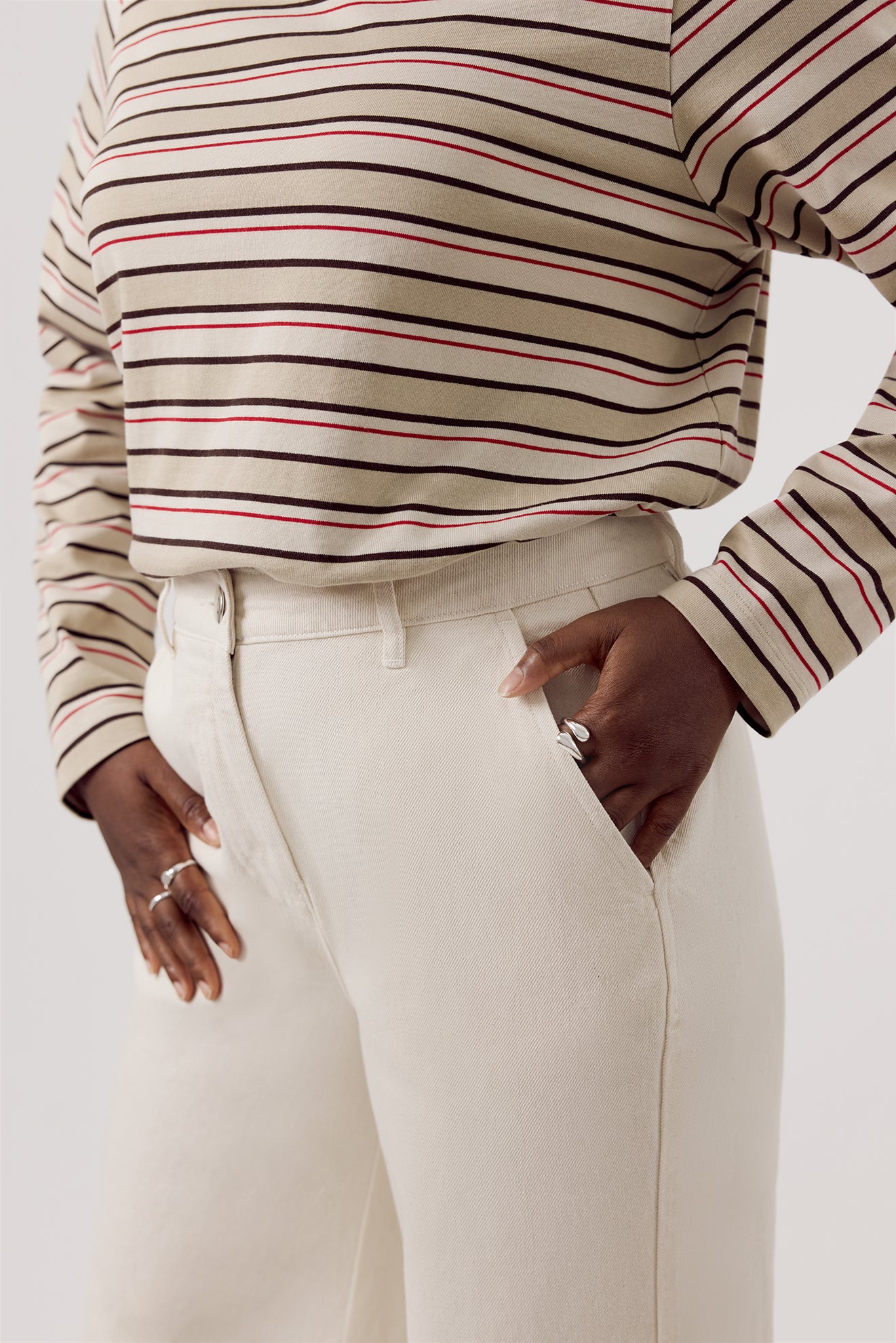 Basic Wide Leg Jeans Ecru