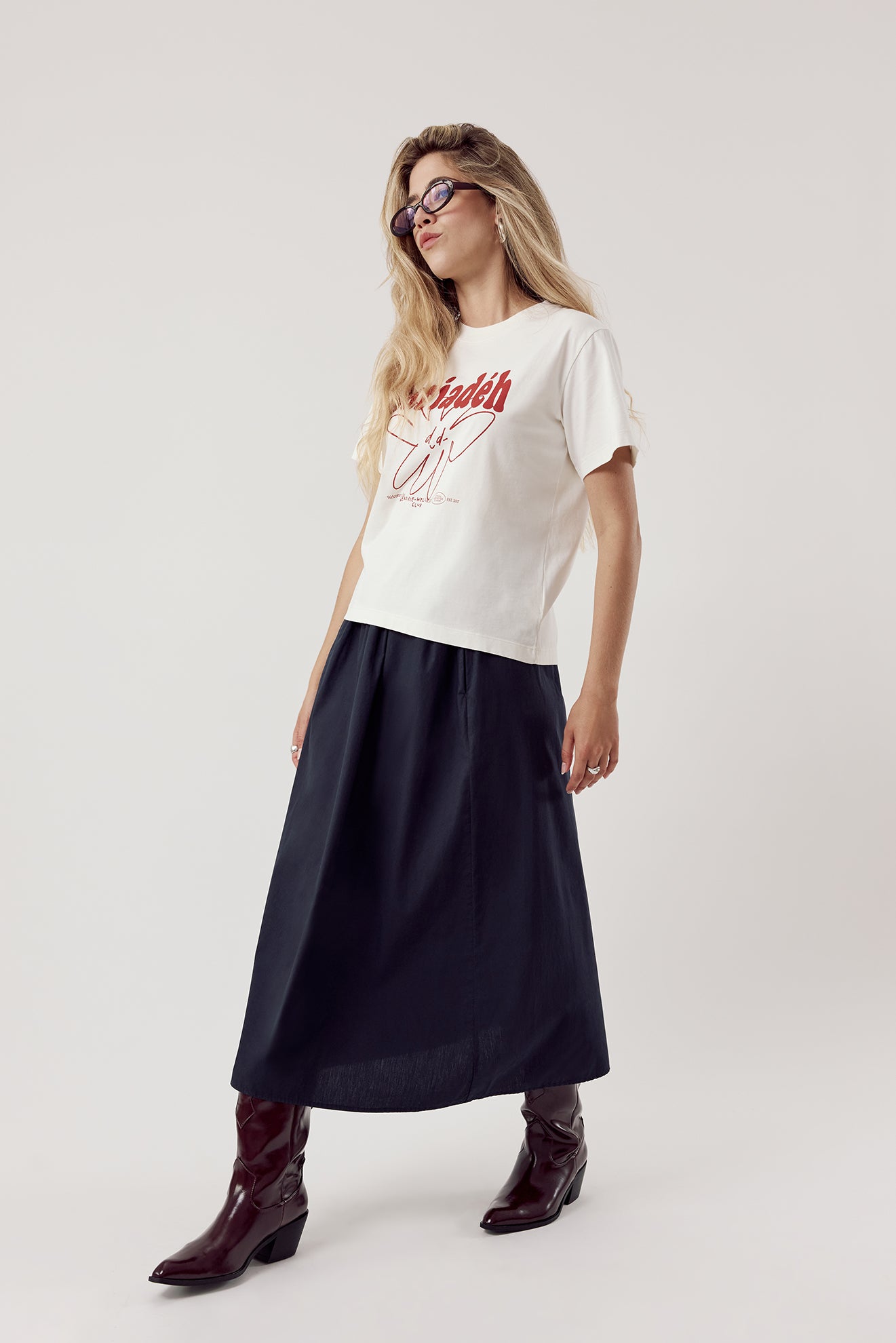 Chiara Organic Cotton Skirt Dark Navy