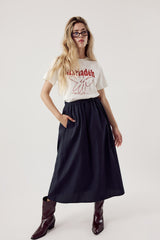 Chiara Organic Cotton Skirt Dark Navy