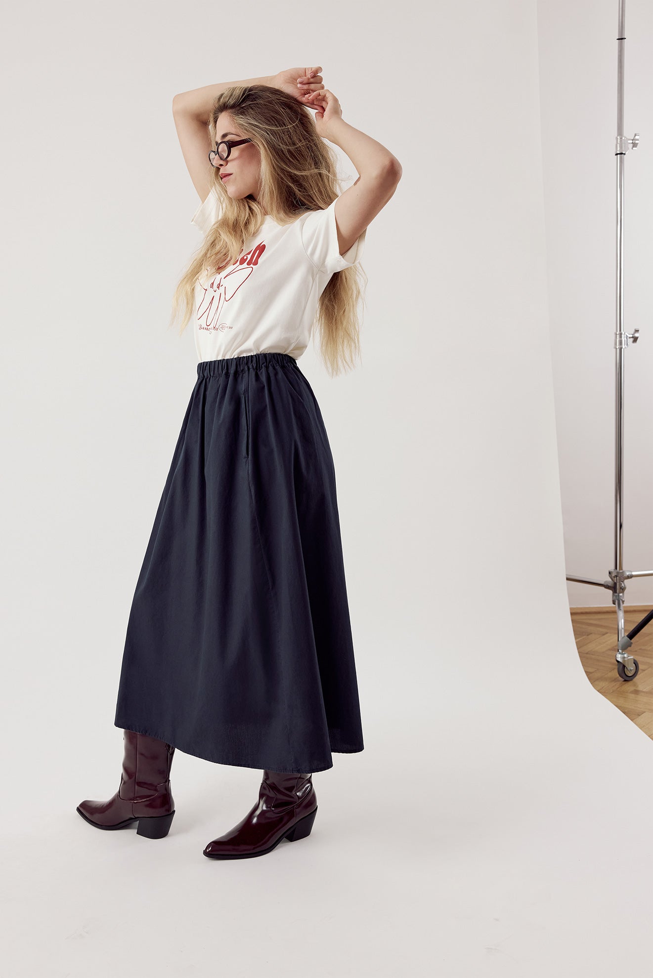 Chiara Organic Cotton Skirt Dark Navy