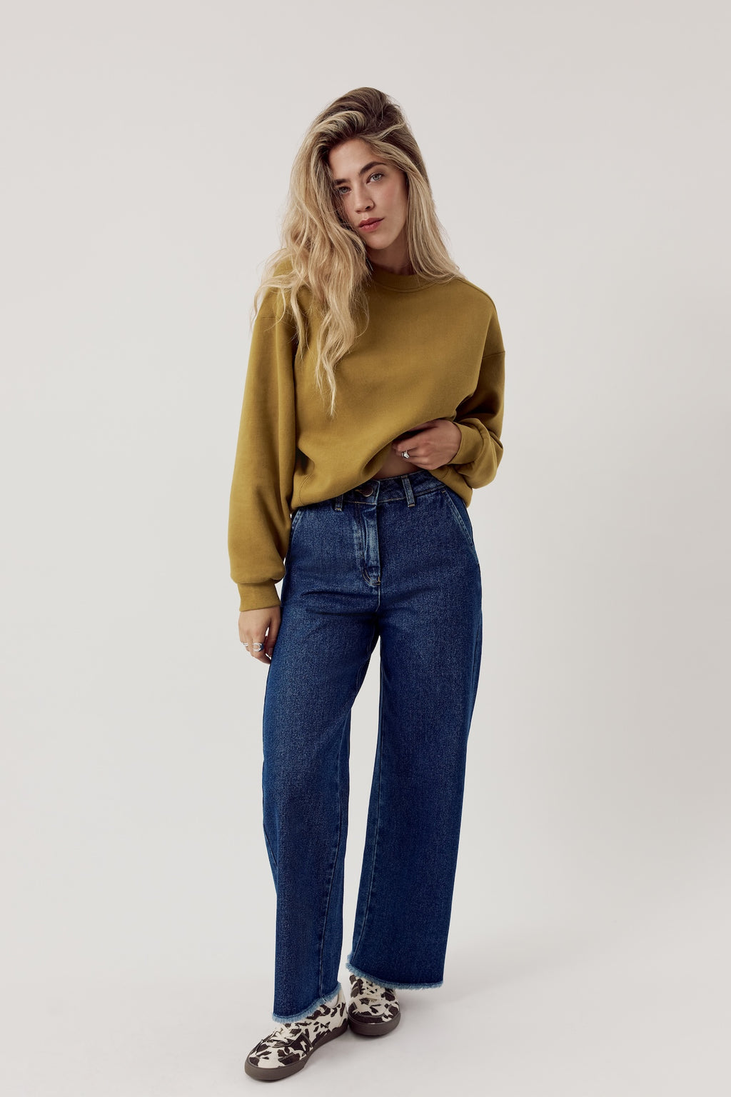 Basic Wide Leg Jeans Dark Blue