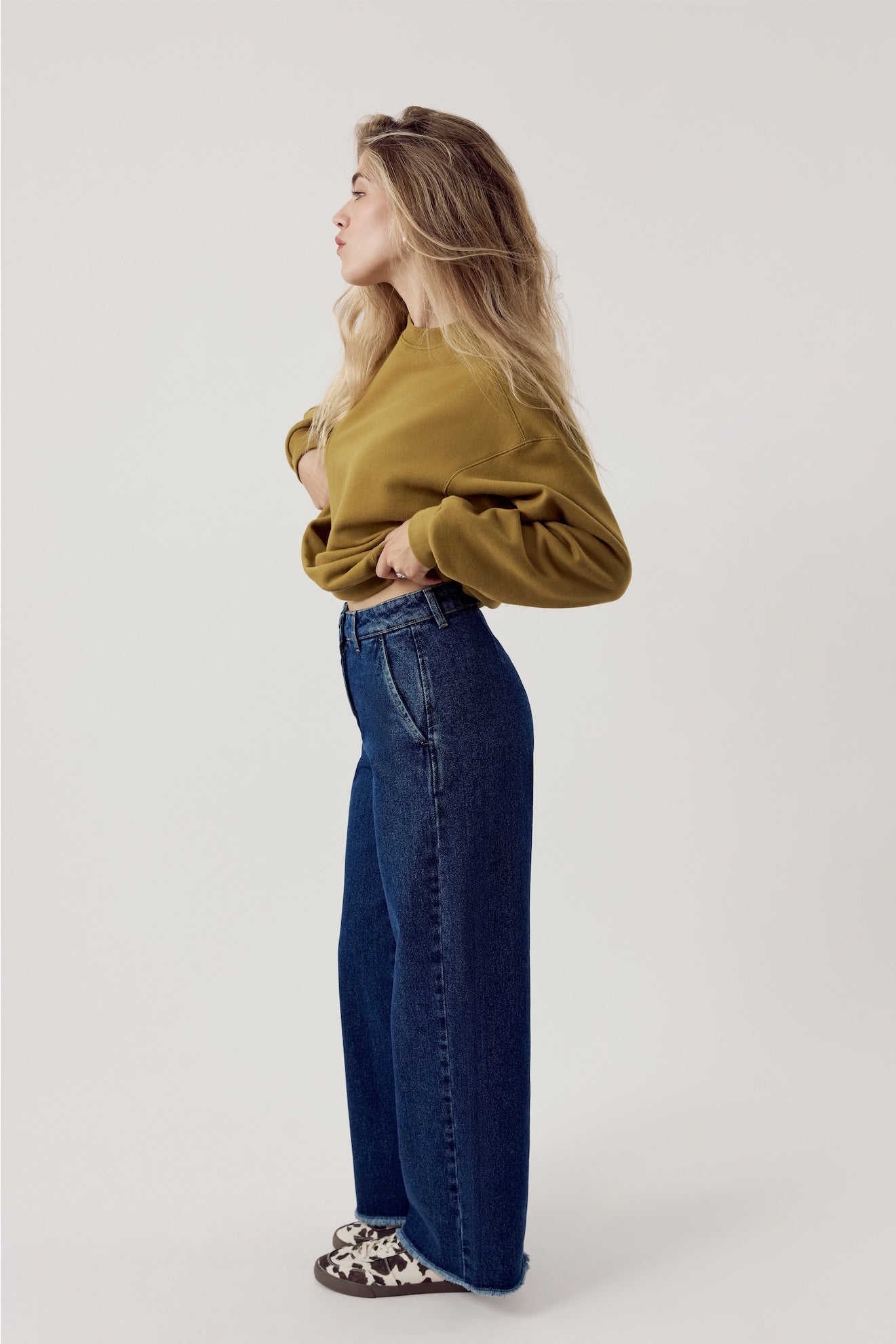 Basic Wide Leg Jeans Dark Blue