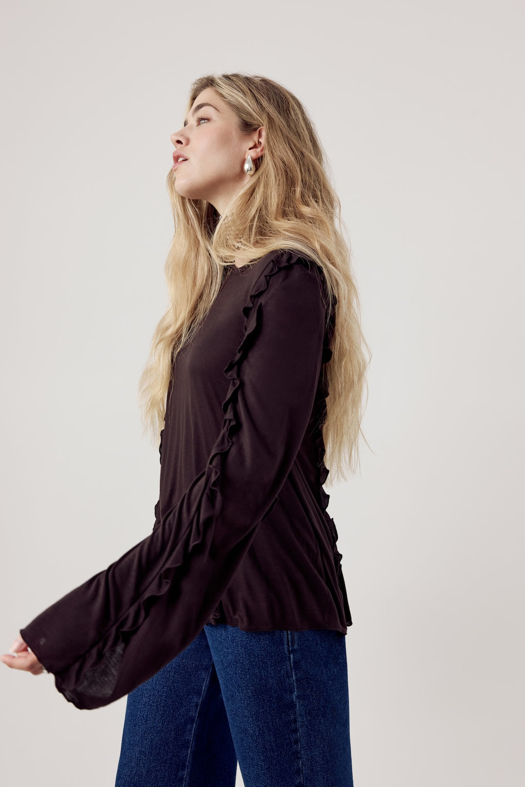 Lara Ruffle Top Dark Chocolate