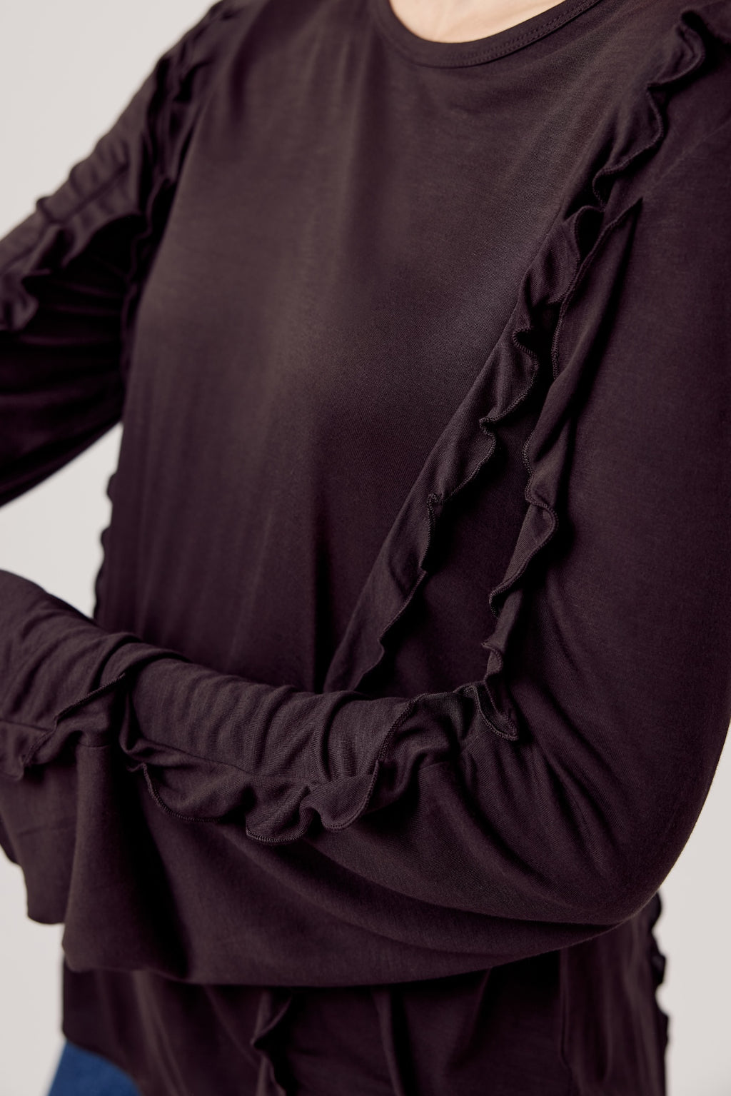 Lara Ruffle Top Dark Chocolate