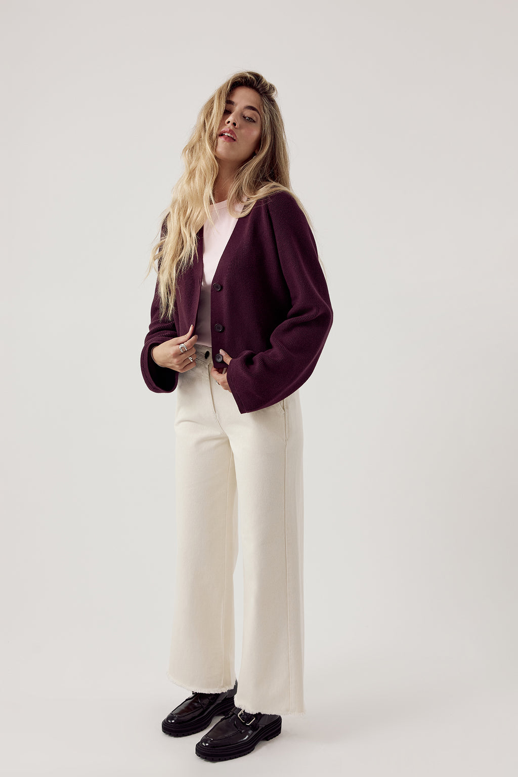 Basic Wide Leg Jeans Ecru