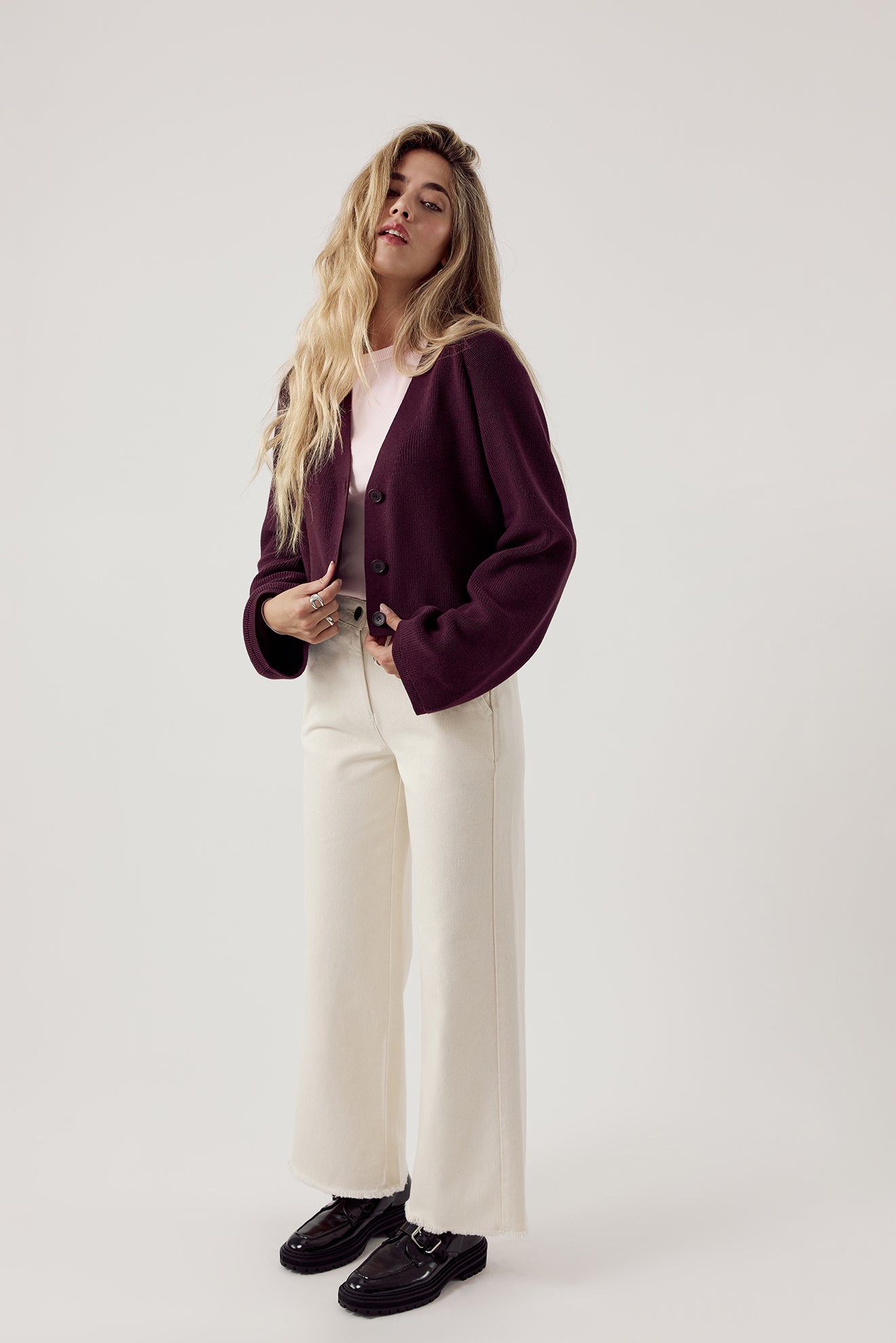 Basic Wide Leg Jeans Ecru