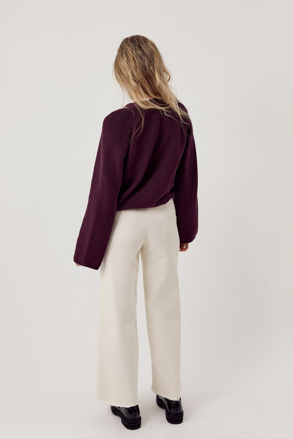 Basic Wide Leg Jeans Ecru