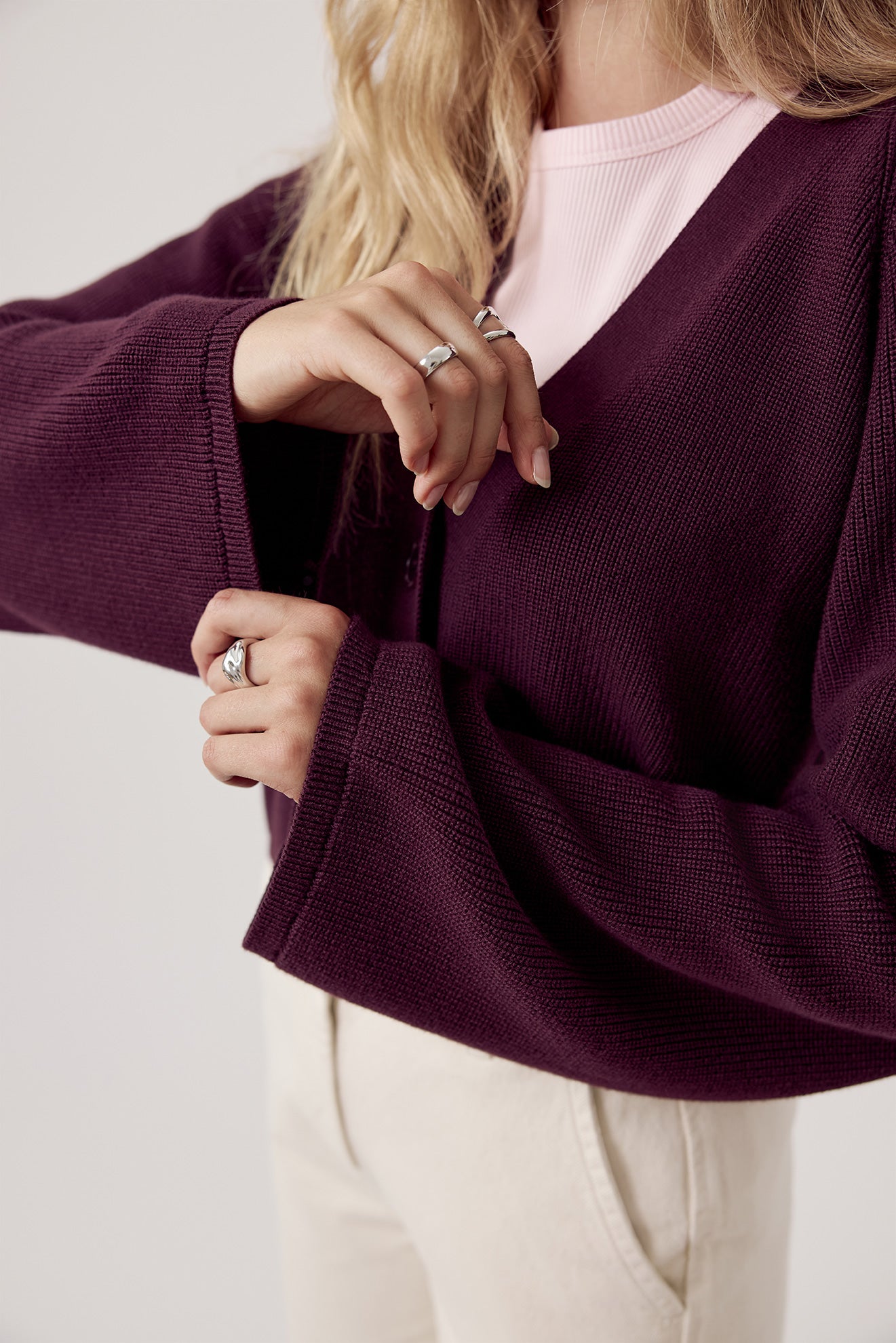 Samantha Cropped Cardigan Aubergine