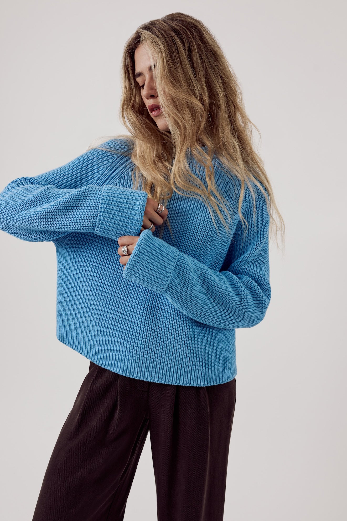 Justyna Organic Cotton Jumper Aqua