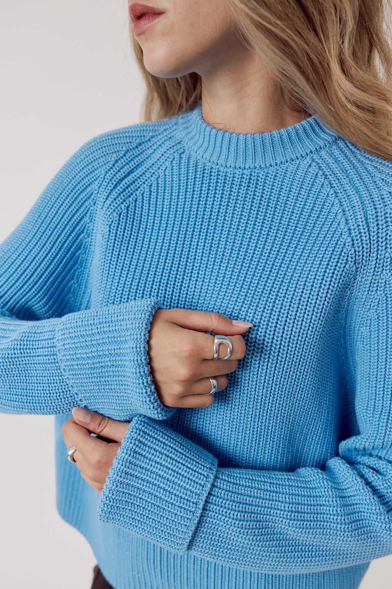 Justyna Organic Cotton Jumper Aqua