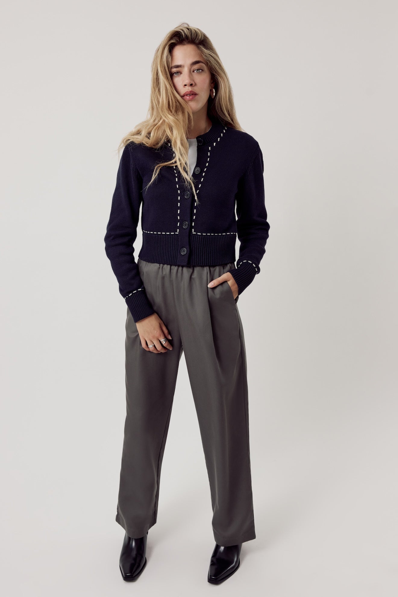 Louie Organic Cotton Cardigan Dark Navy