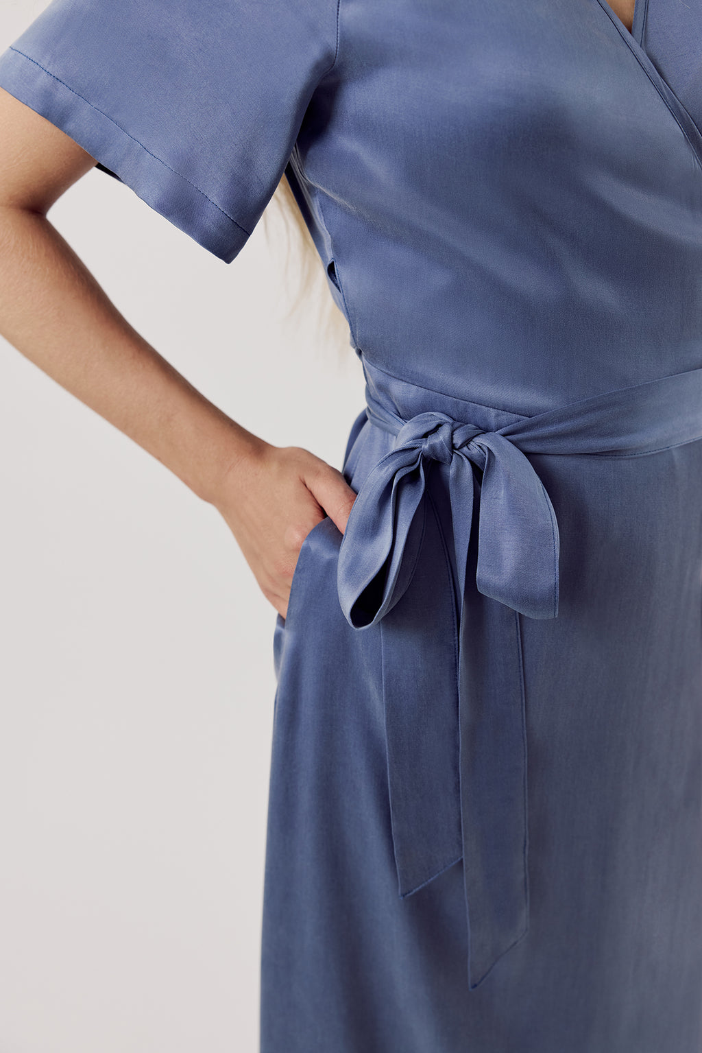 Jaqi Wrap Dress Dusty Blue