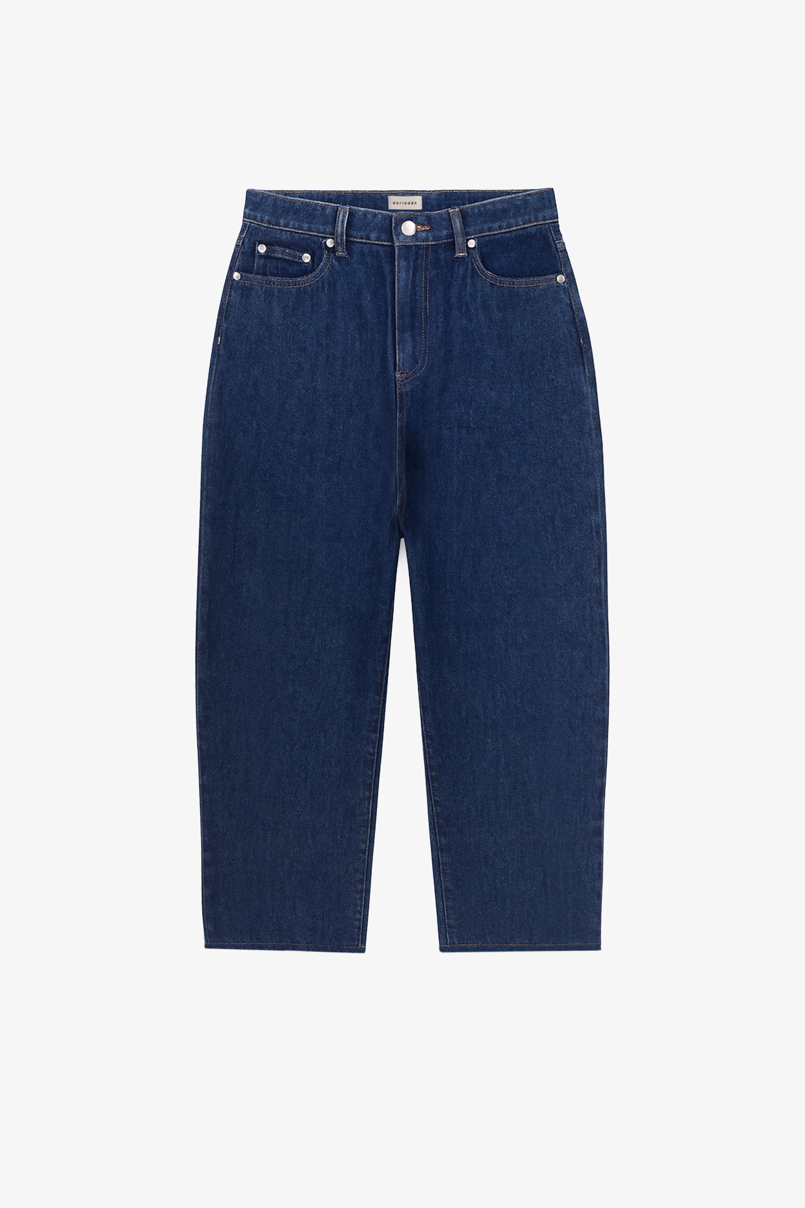 Barrel Leg High Waist Jeans Dark Blue – dariadéh - Main Image