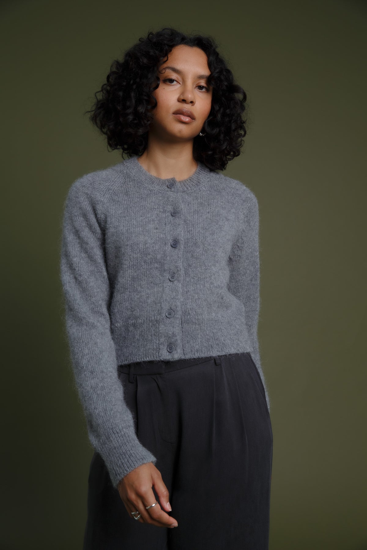 Momo Recycled Wool Mohair Cardigan Grey