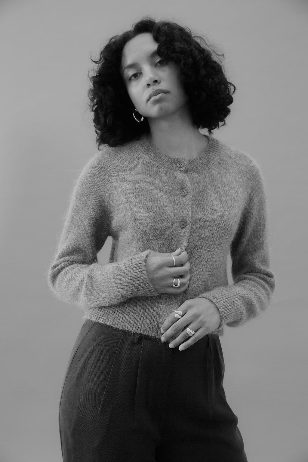 Momo Recycled Wool Mohair Cardigan Grey