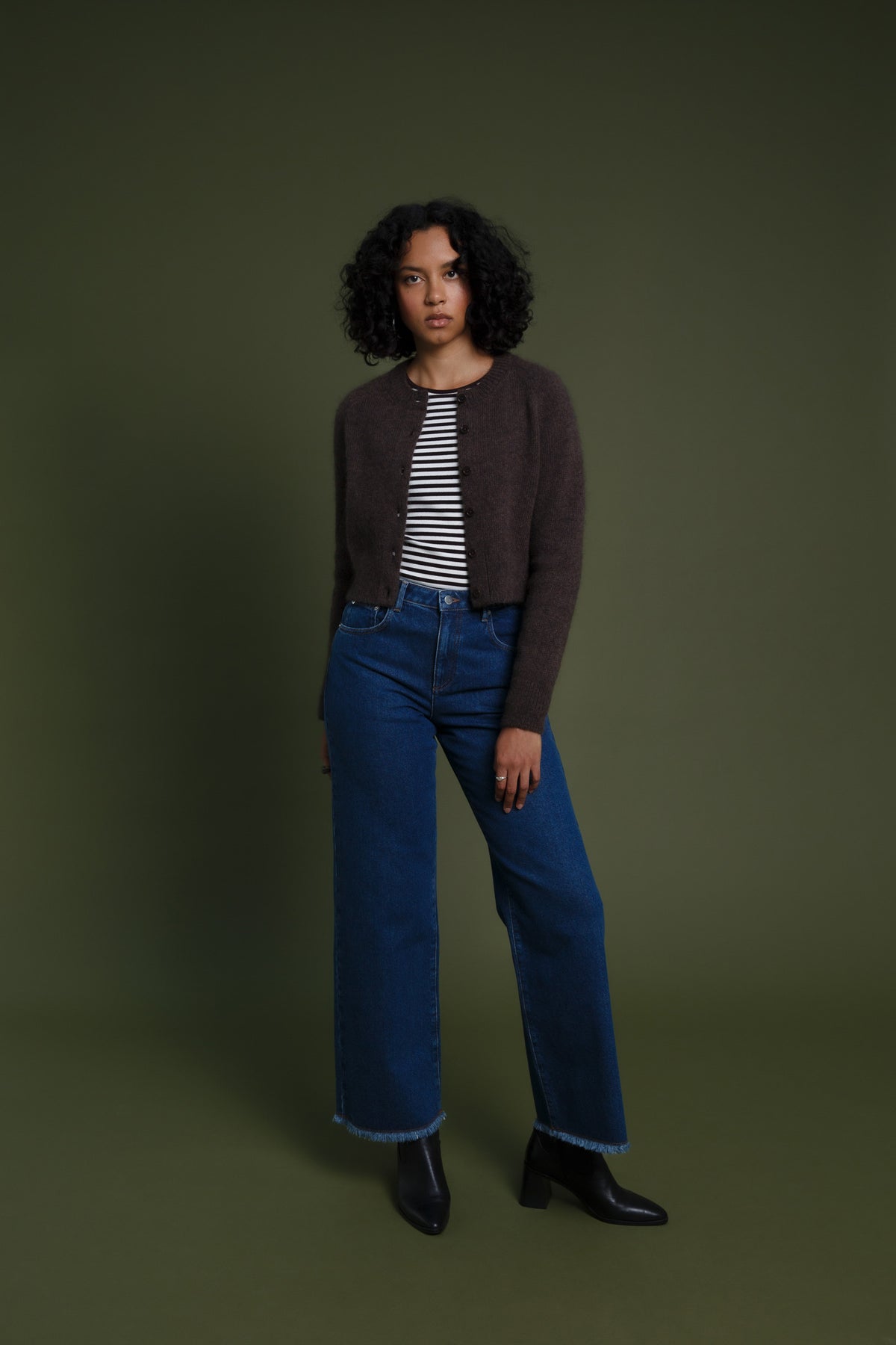 Momo Recycled Wool Mohair Cardigan Dark Chocolate
