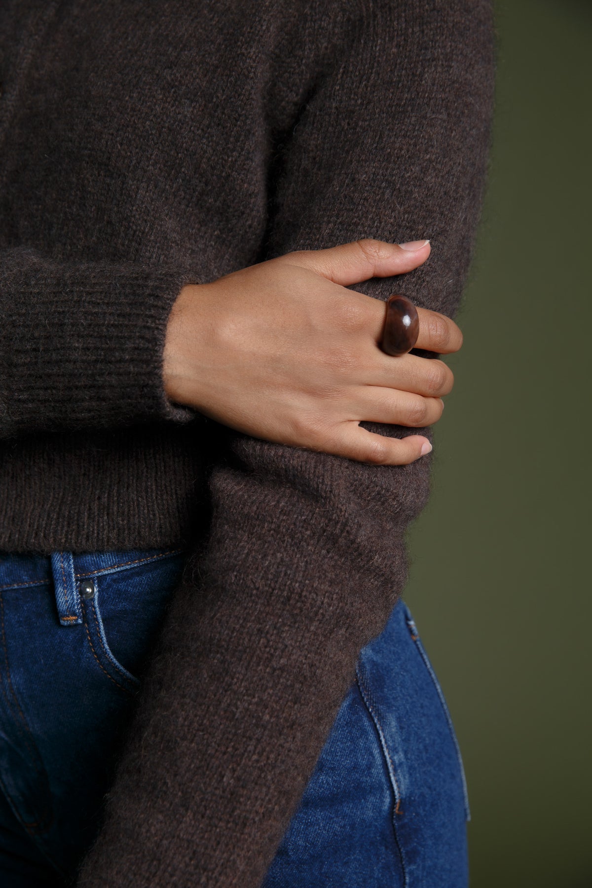 Momo Recycled Wool Mohair Cardigan Dark Chocolate