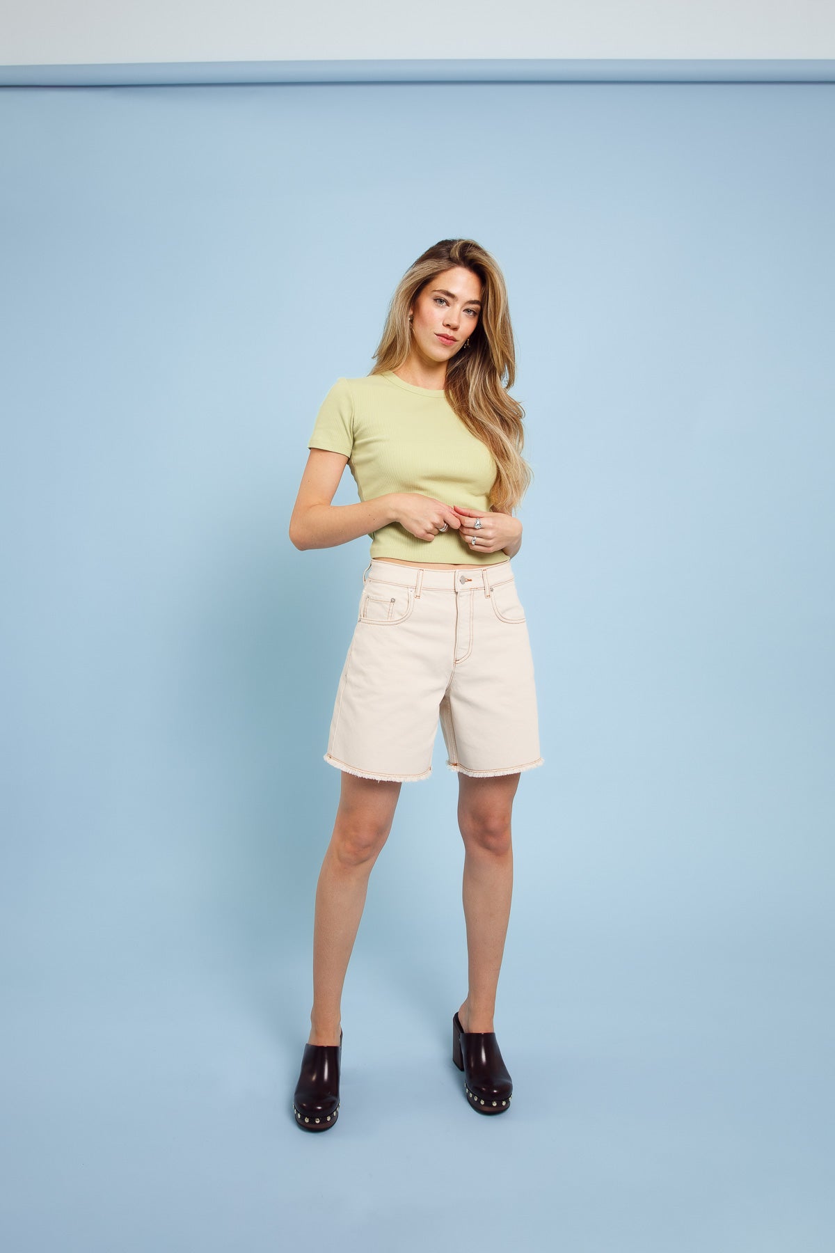 Nami Organic Denim Shorts Ecru
