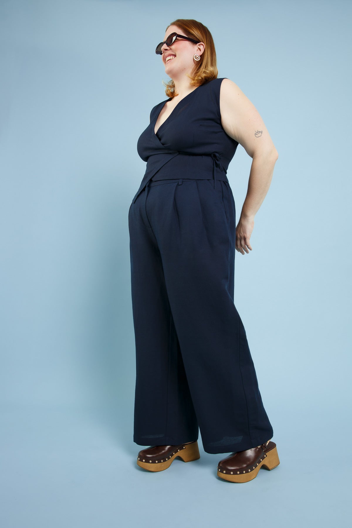Rosi Linen Wrap Vest Navy