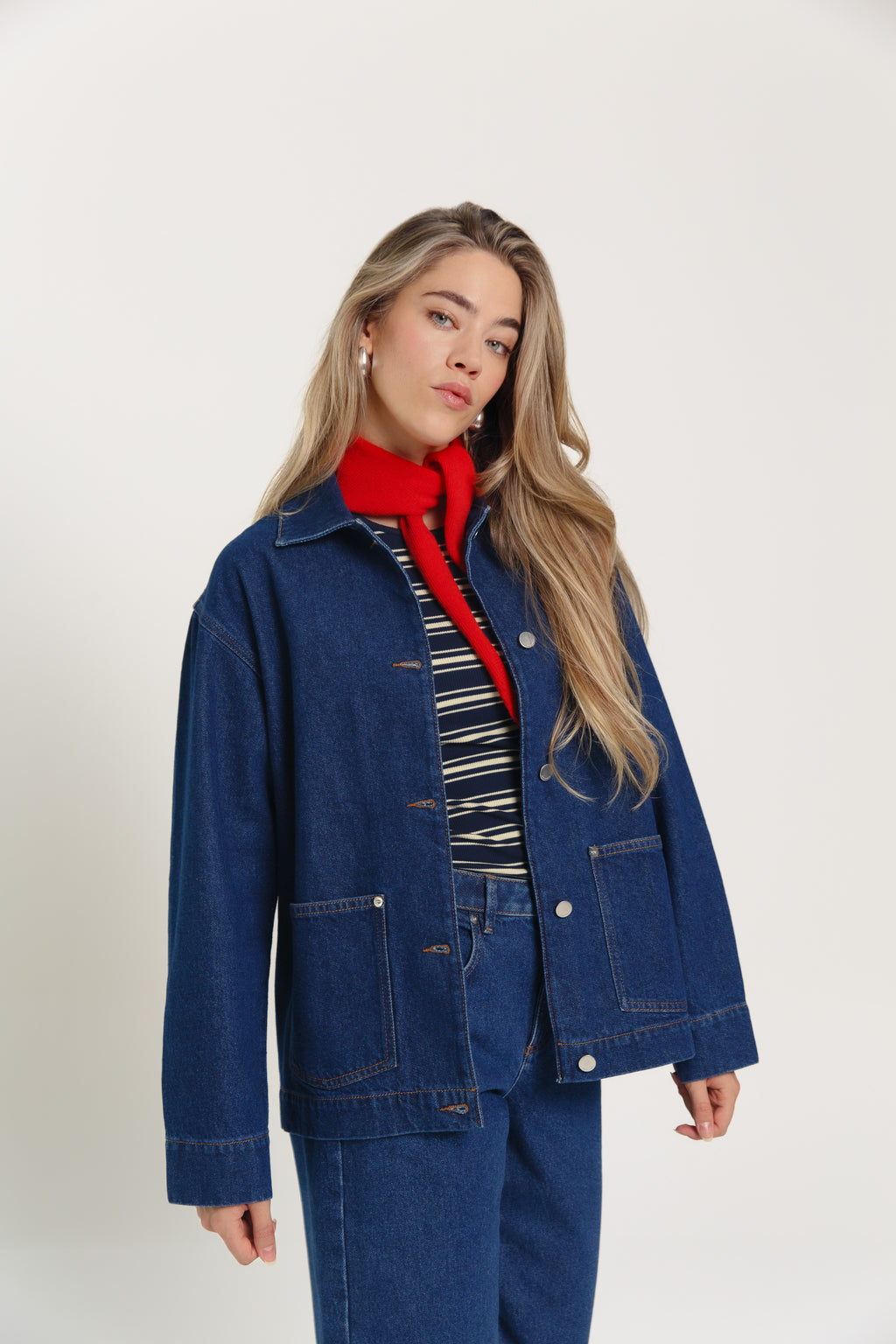 Dara Organic Denim Jacket Dark Blue