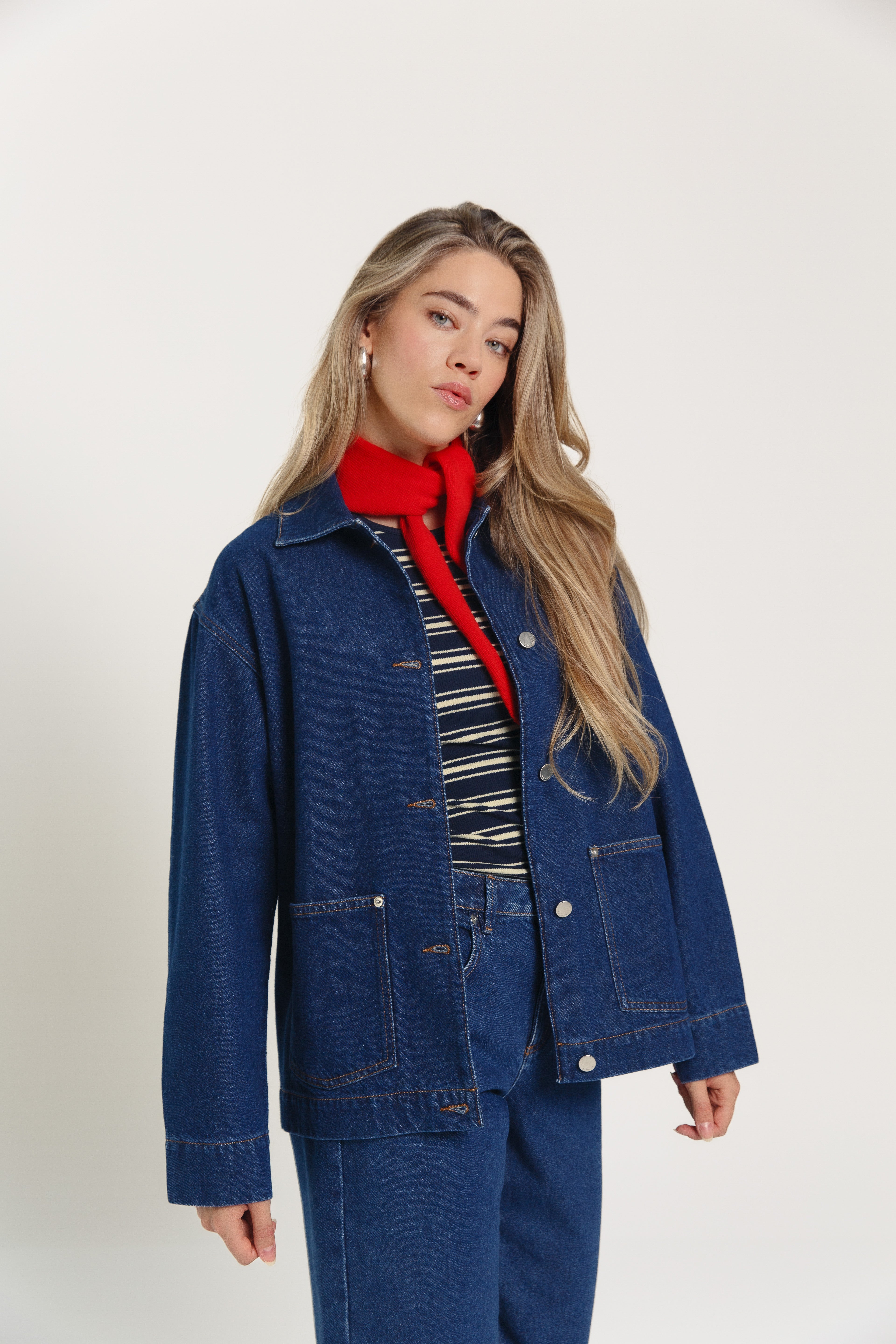 Dara Organic Denim Jacket Dark Blue