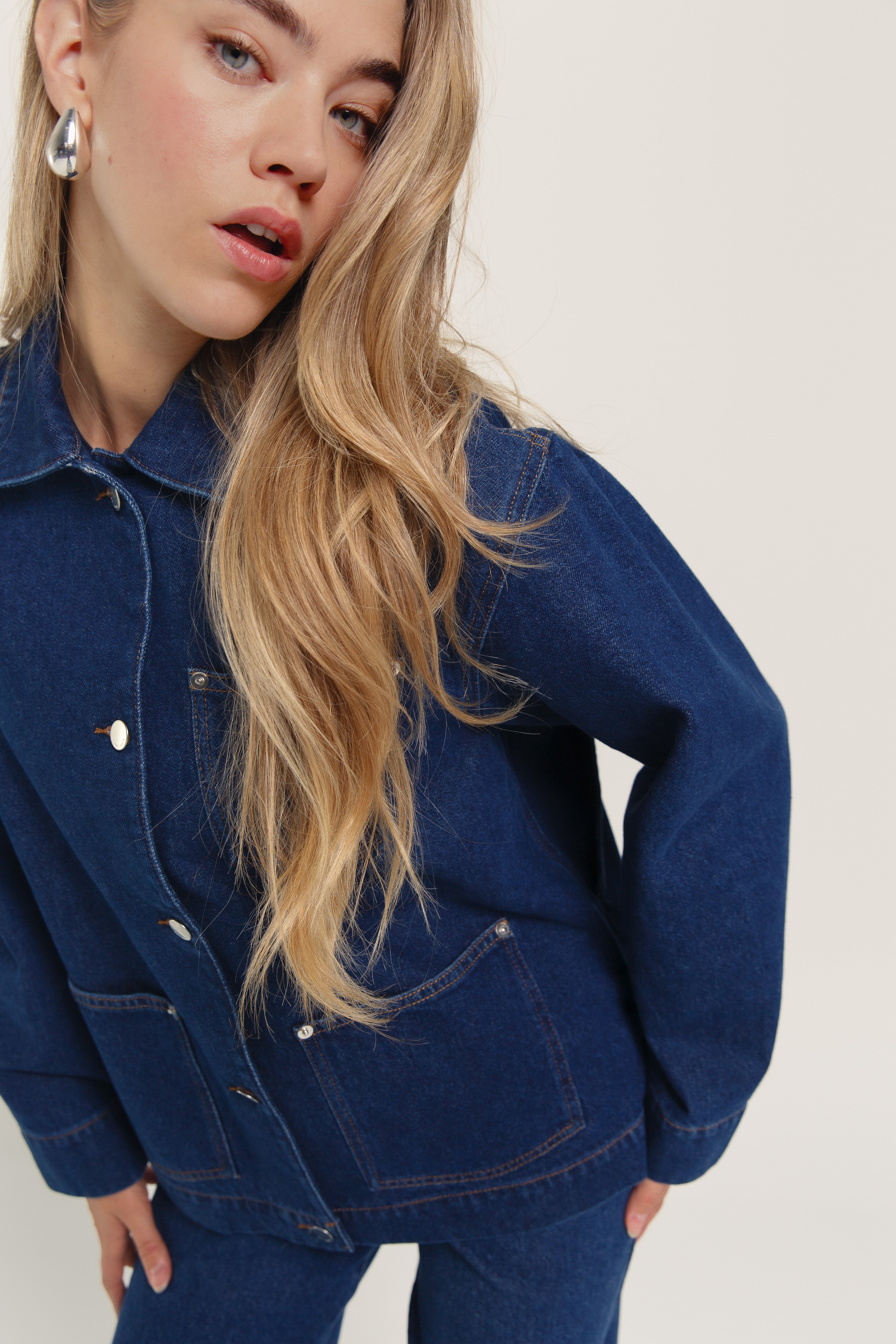 Dara Organic Denim Jacket Dark Blue