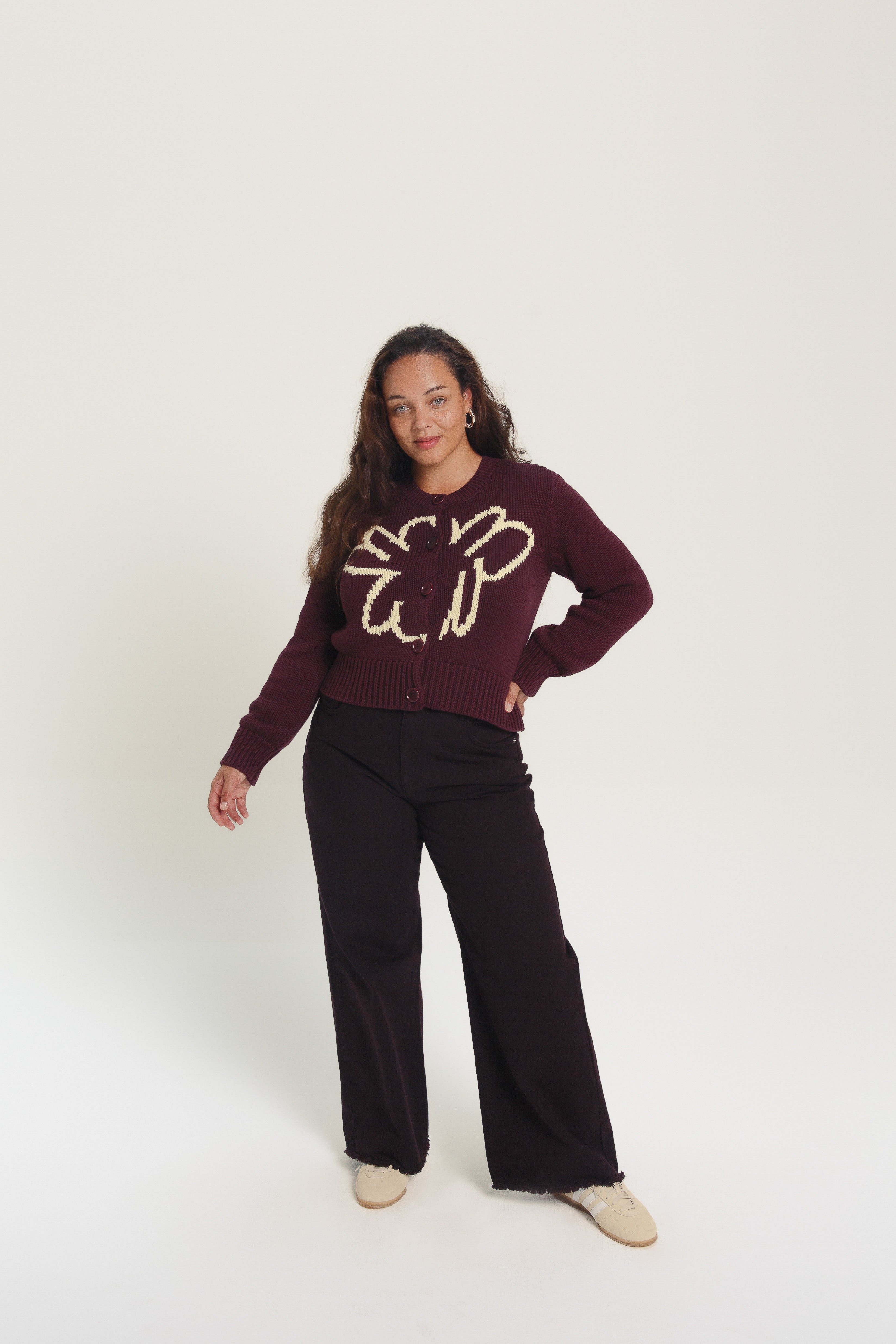 Calla Organic Cotton Cardigan Deep Wine