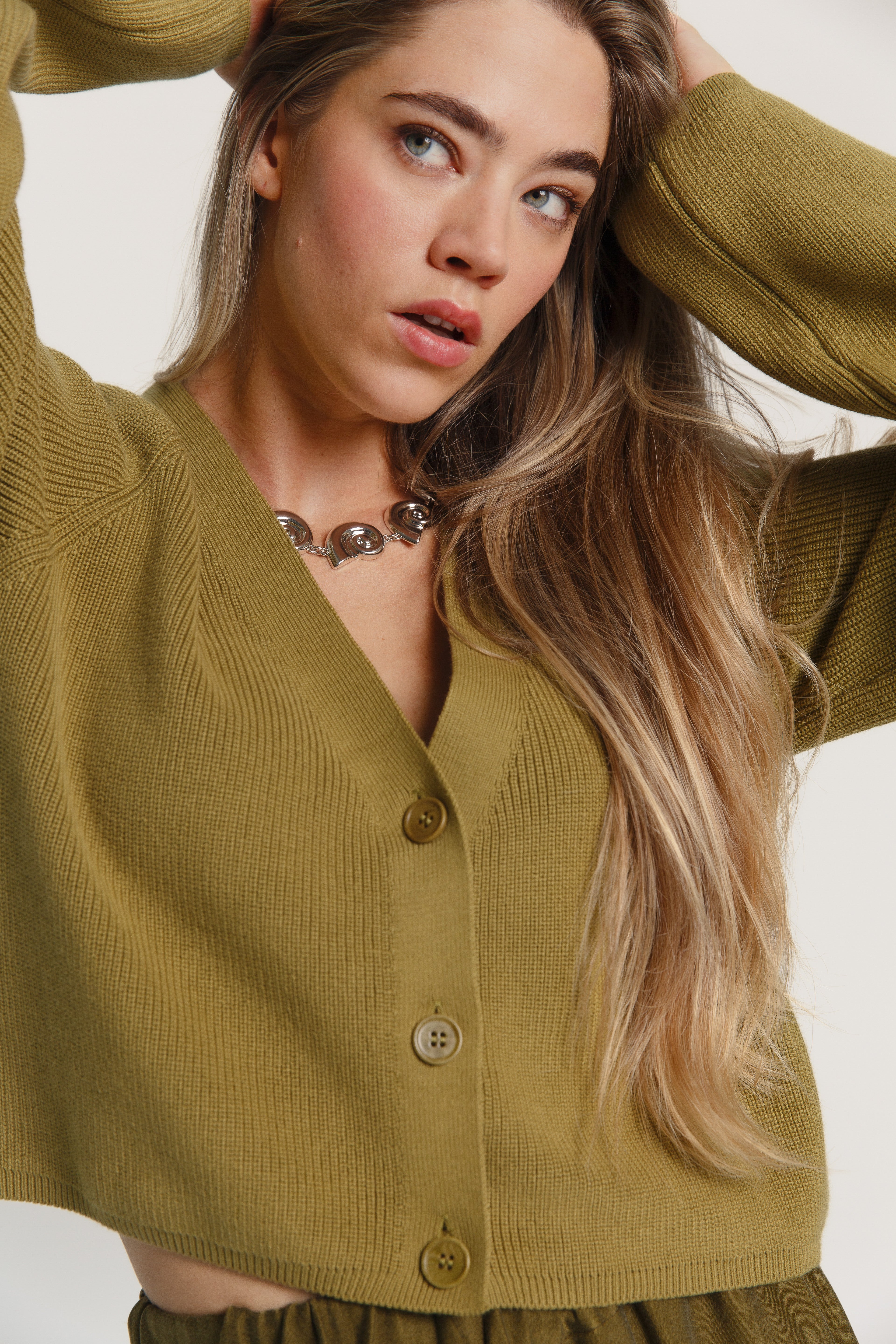 Samantha Cropped Cardigan Moss