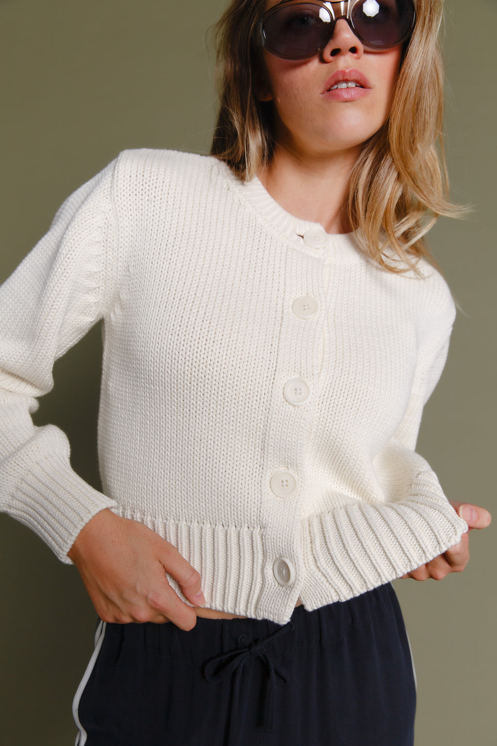 Calla Organic Cotton Cardigan Ecru