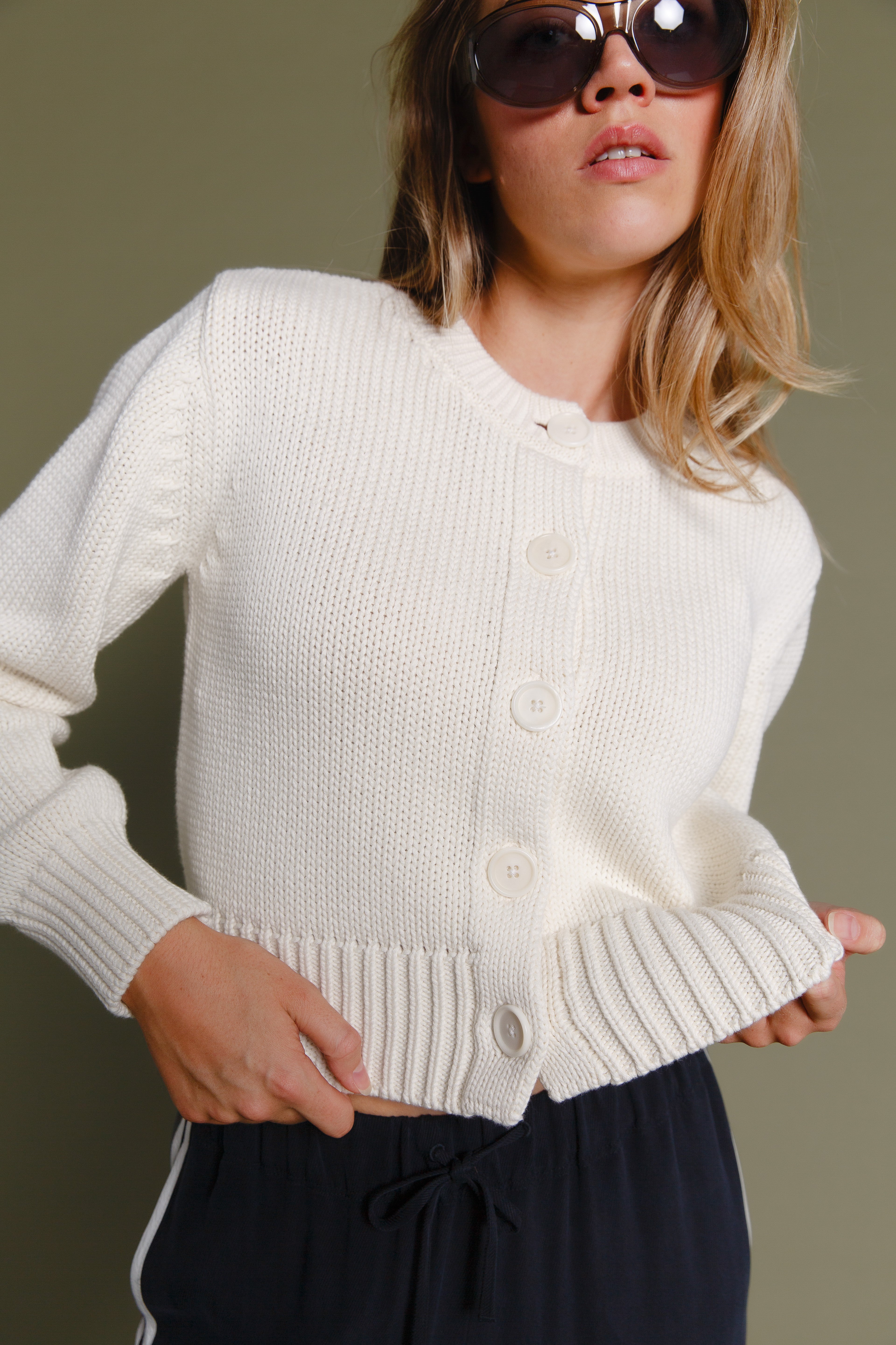 Calla Organic Cotton Cardigan Ecru