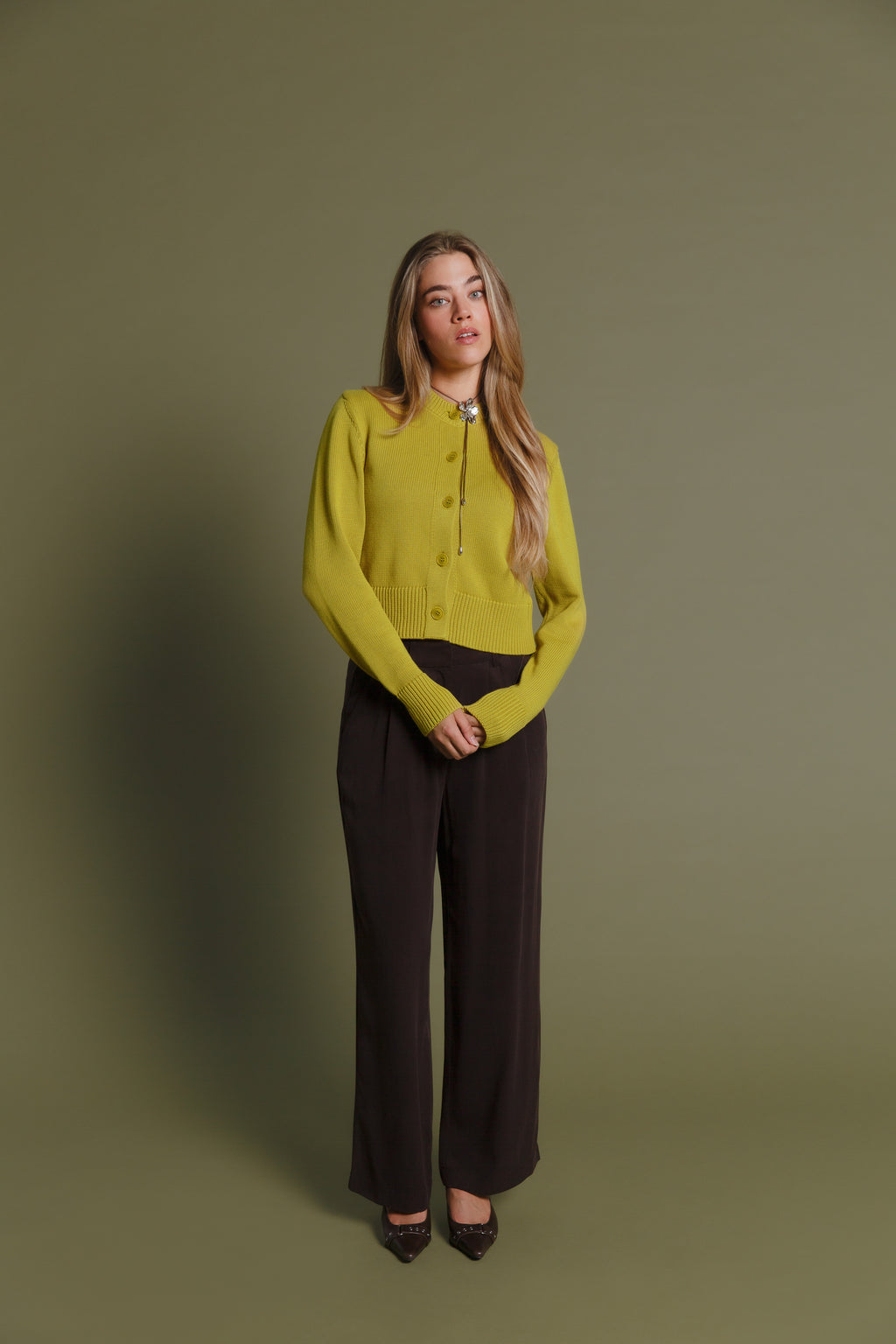 Louie Organic Cotton Cardigan Herb