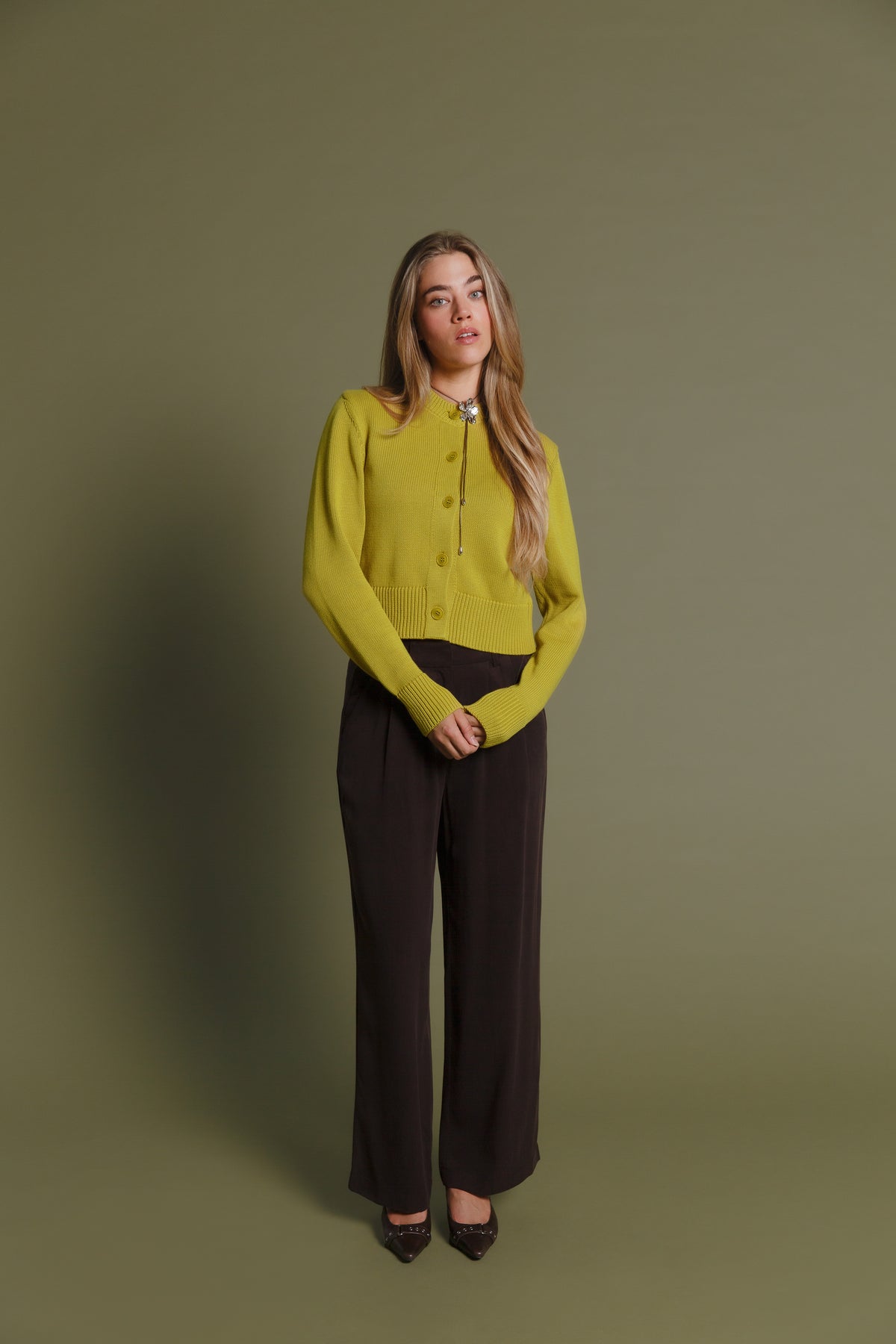 Louie Organic Cotton Cardigan Herb