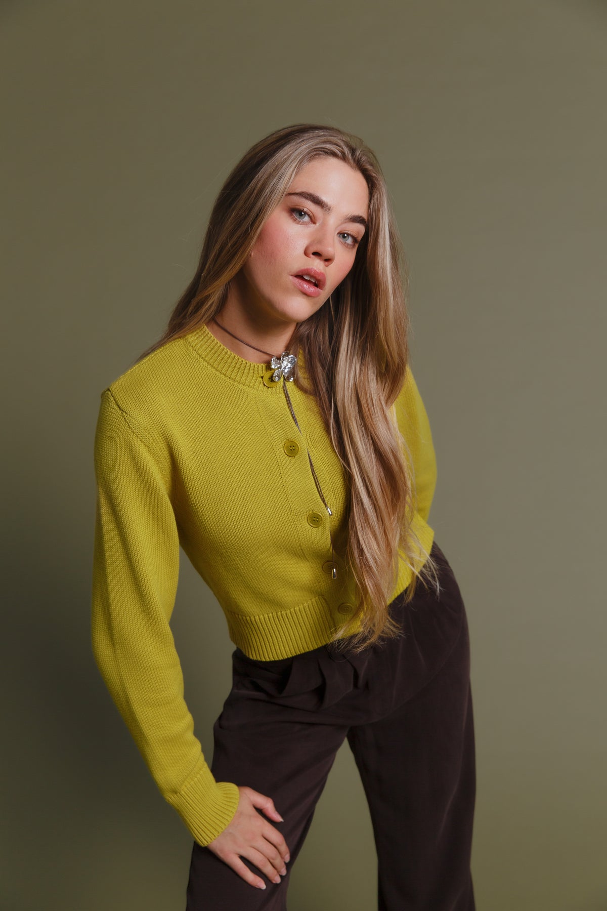 Louie Organic Cotton Cardigan Herb