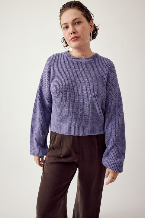 Mouline Cropped Knitted Jumper Multi Purple