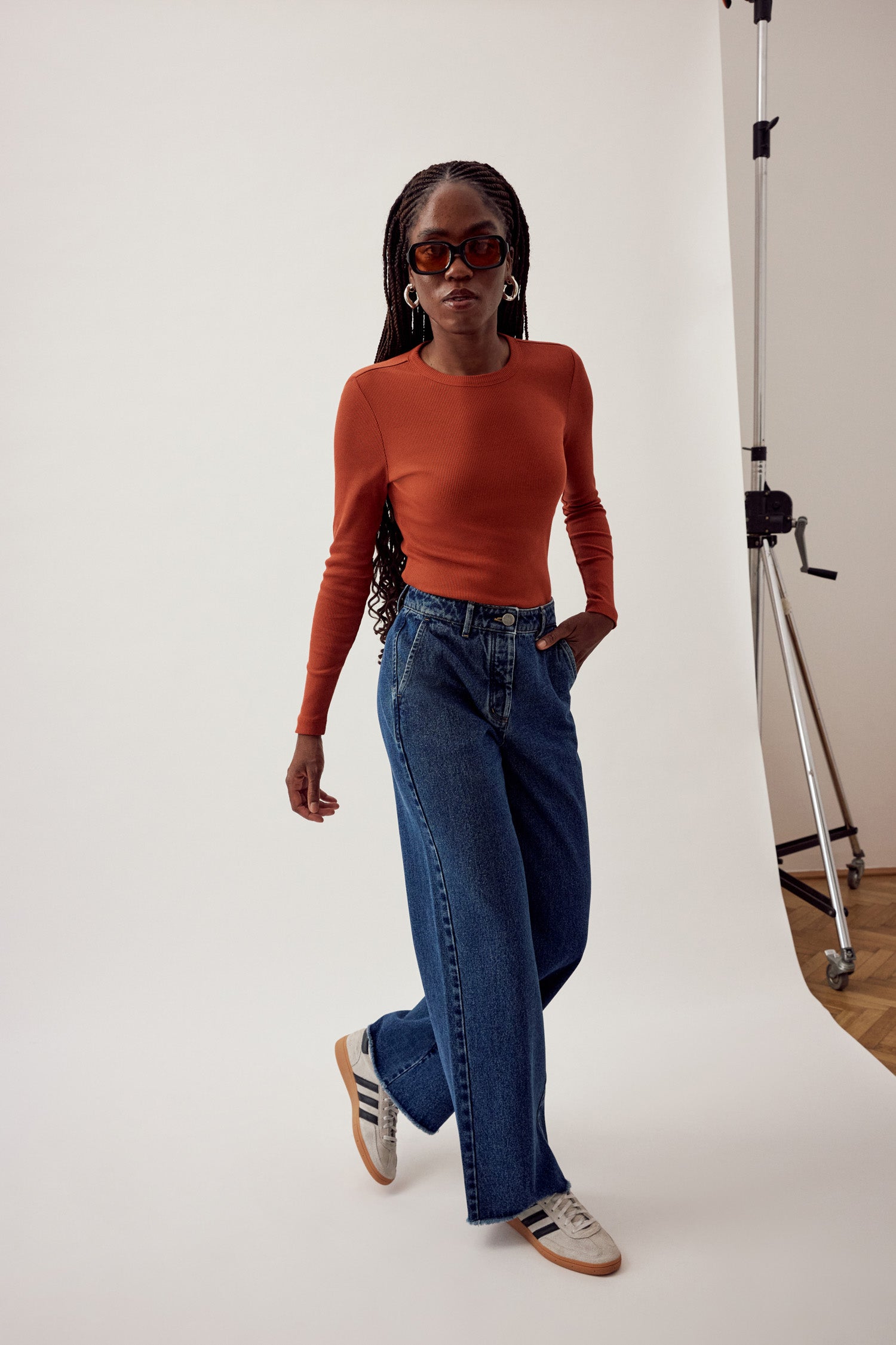 Basic Wide Leg Jeans Dark Blue