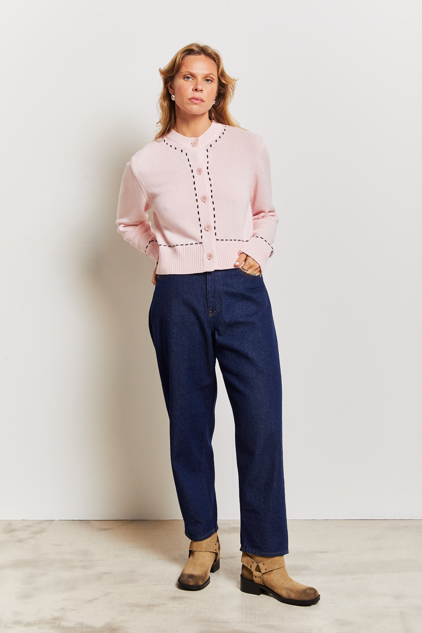 Louie Organic Cotton Cardigan Petal