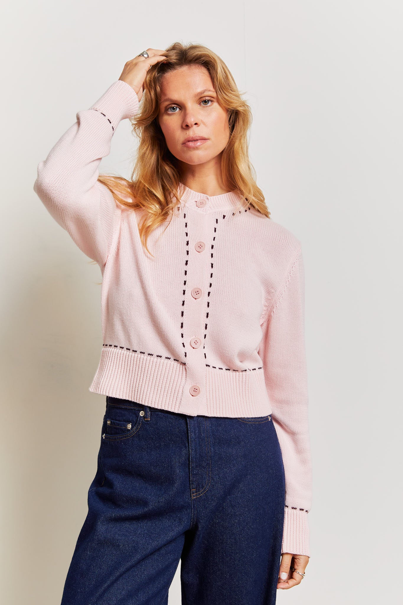 Louie Organic Cotton Cardigan Petal