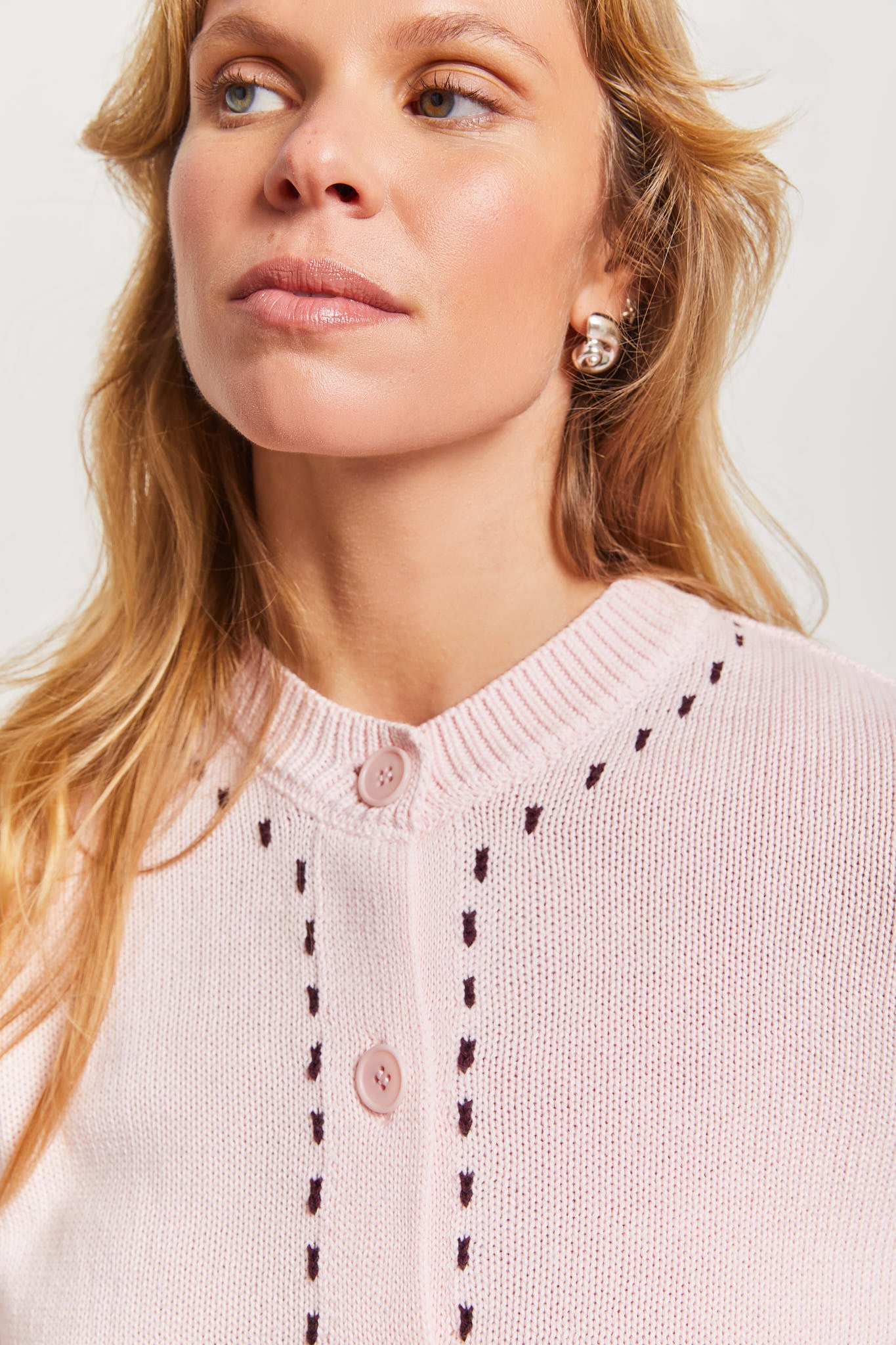 Louie Organic Cotton Cardigan Petal