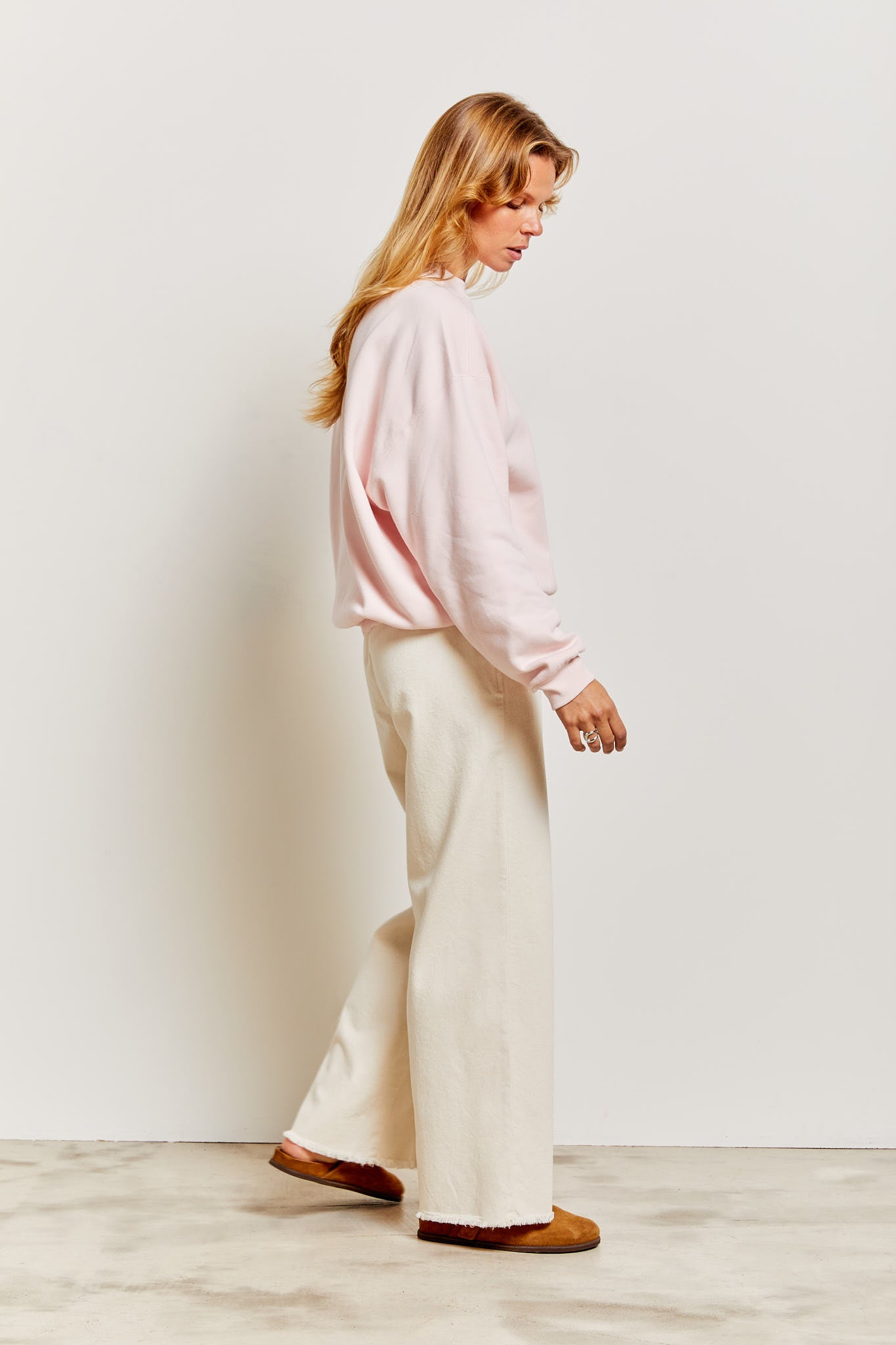 Basic Wide Leg Jeans Ecru