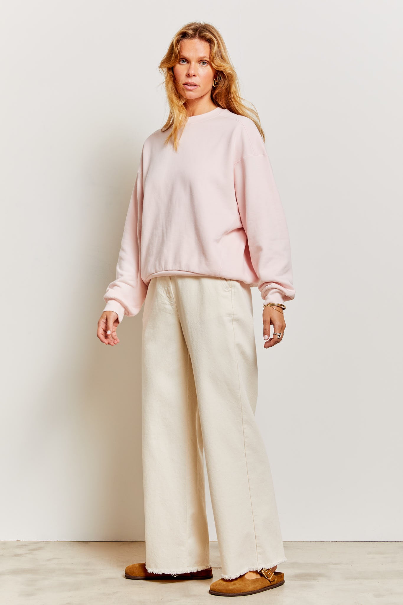 Basic Wide Leg Jeans Ecru