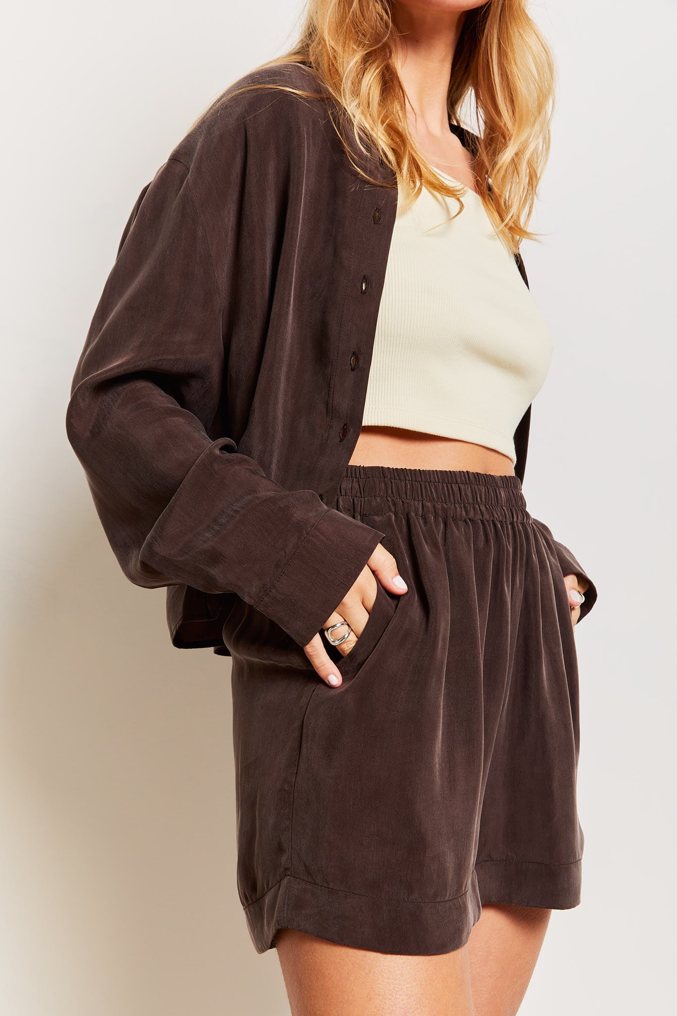 Sirka Cupro Shorts Cocoa