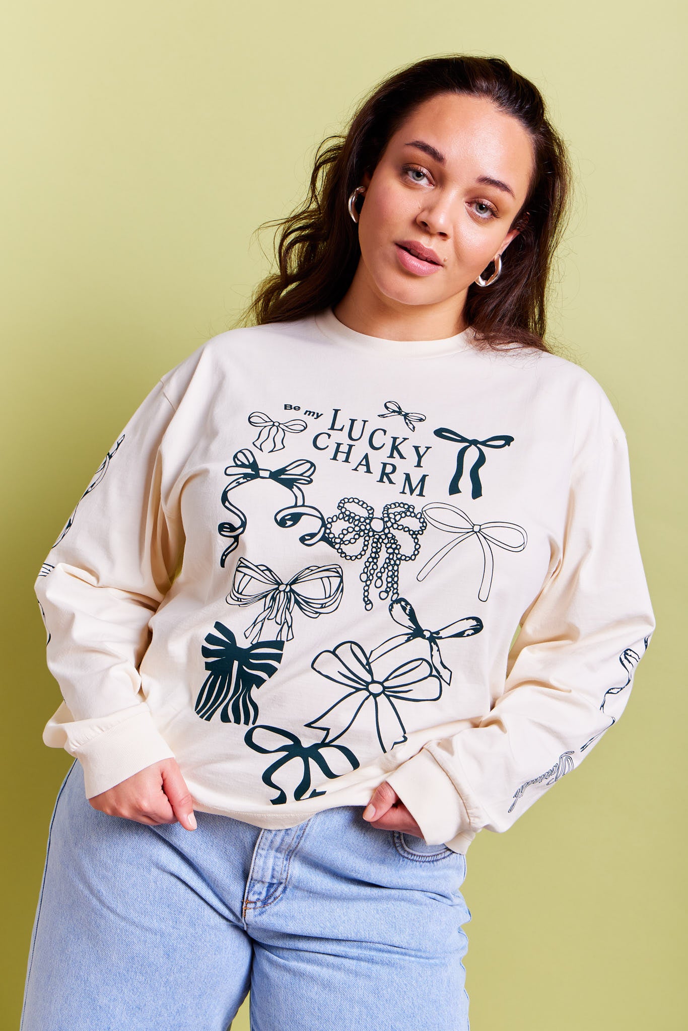 Signature Organic Cotton Longsleeve Ecru Green