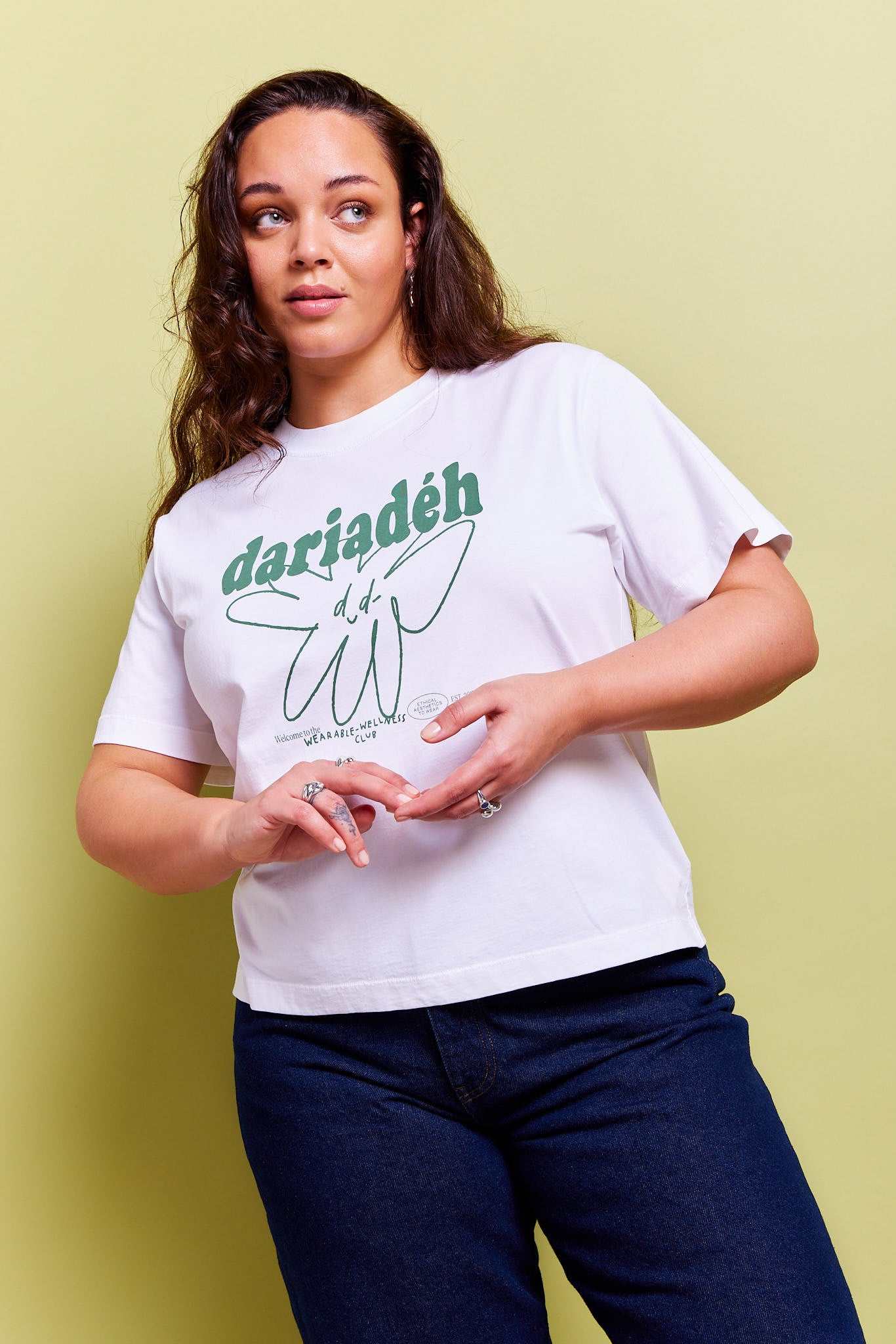 Signature Organic Cotton T-Shirt White Green