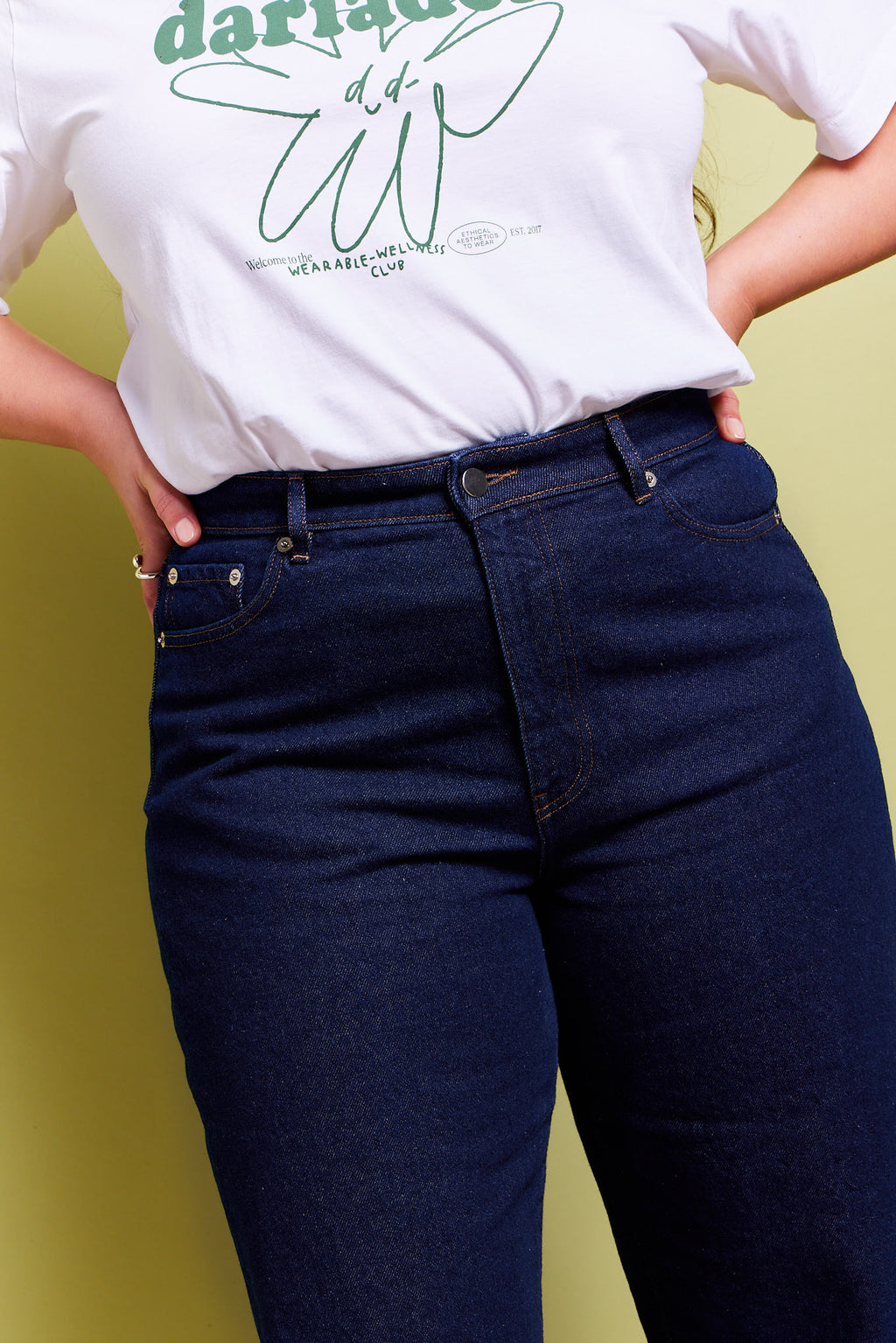 Barrel Leg High Waist Jeans Dark Blue