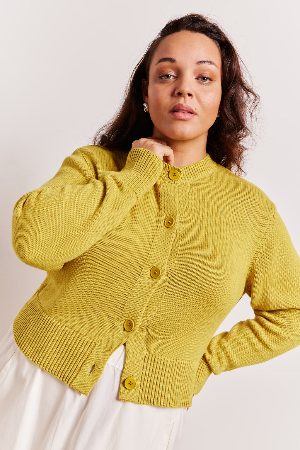 Louie Organic Cotton Cardigan Herb