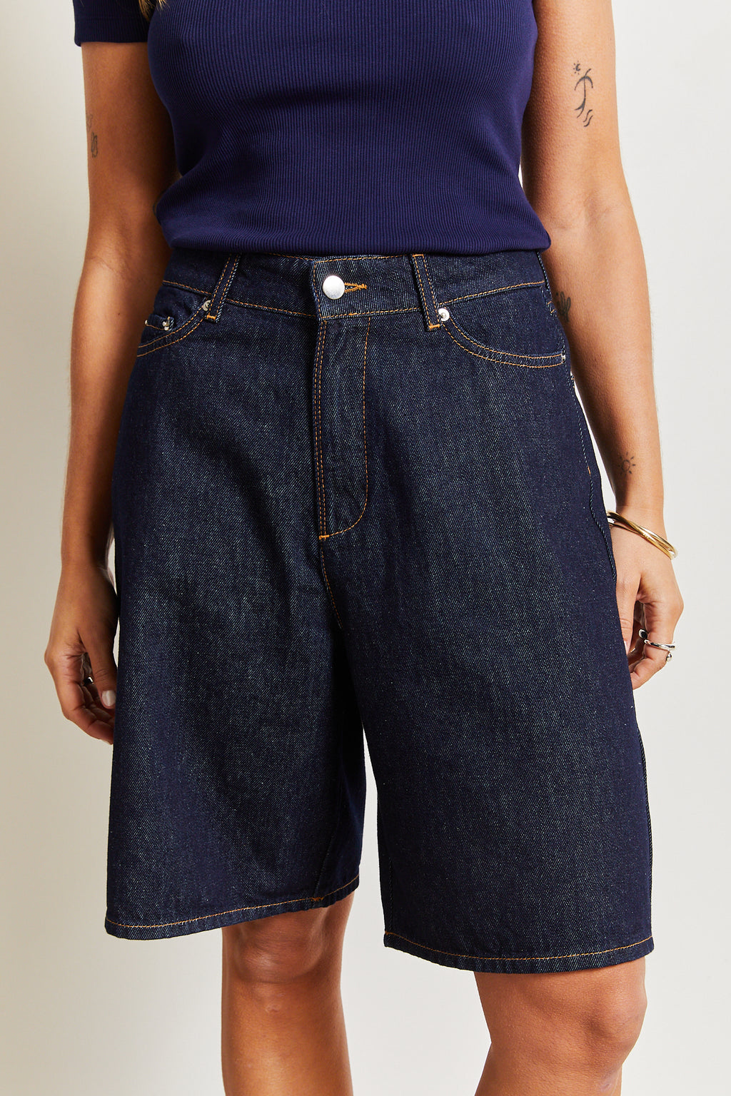 Amal Organic Denim Shorts Dark Blue
