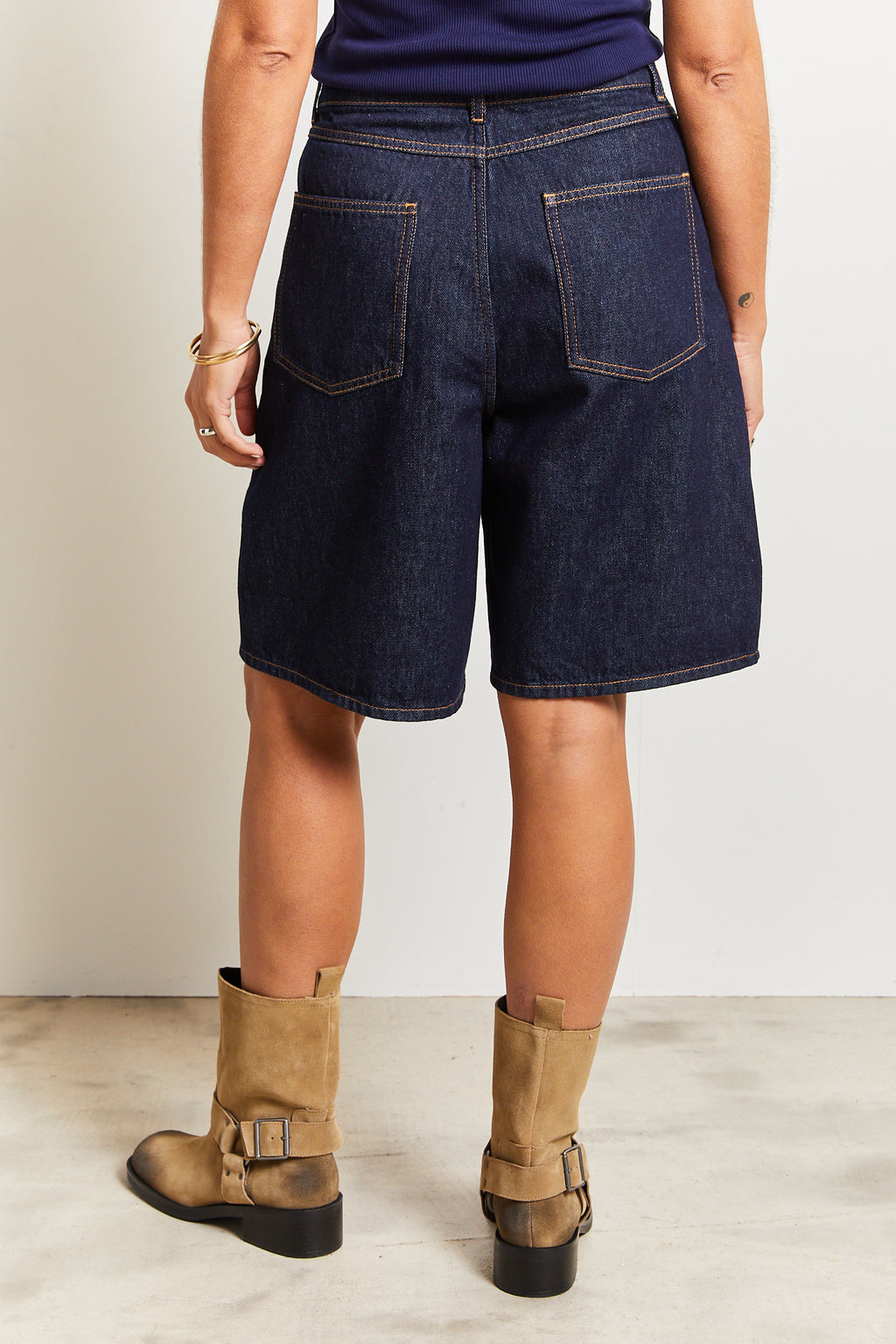 Amal Organic Denim Shorts Dark Blue